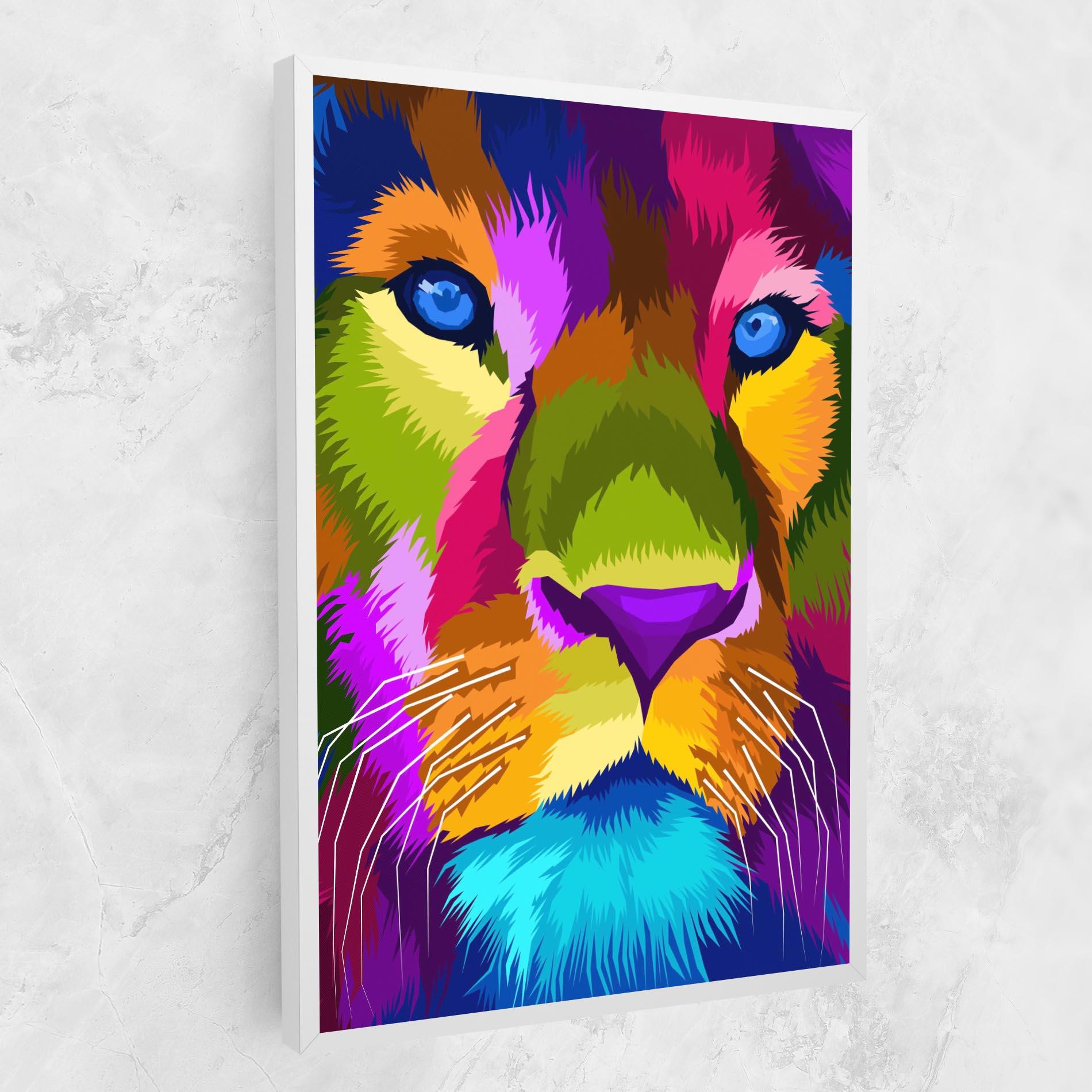 Leinwandbild Color Lion Close Up mockup 1