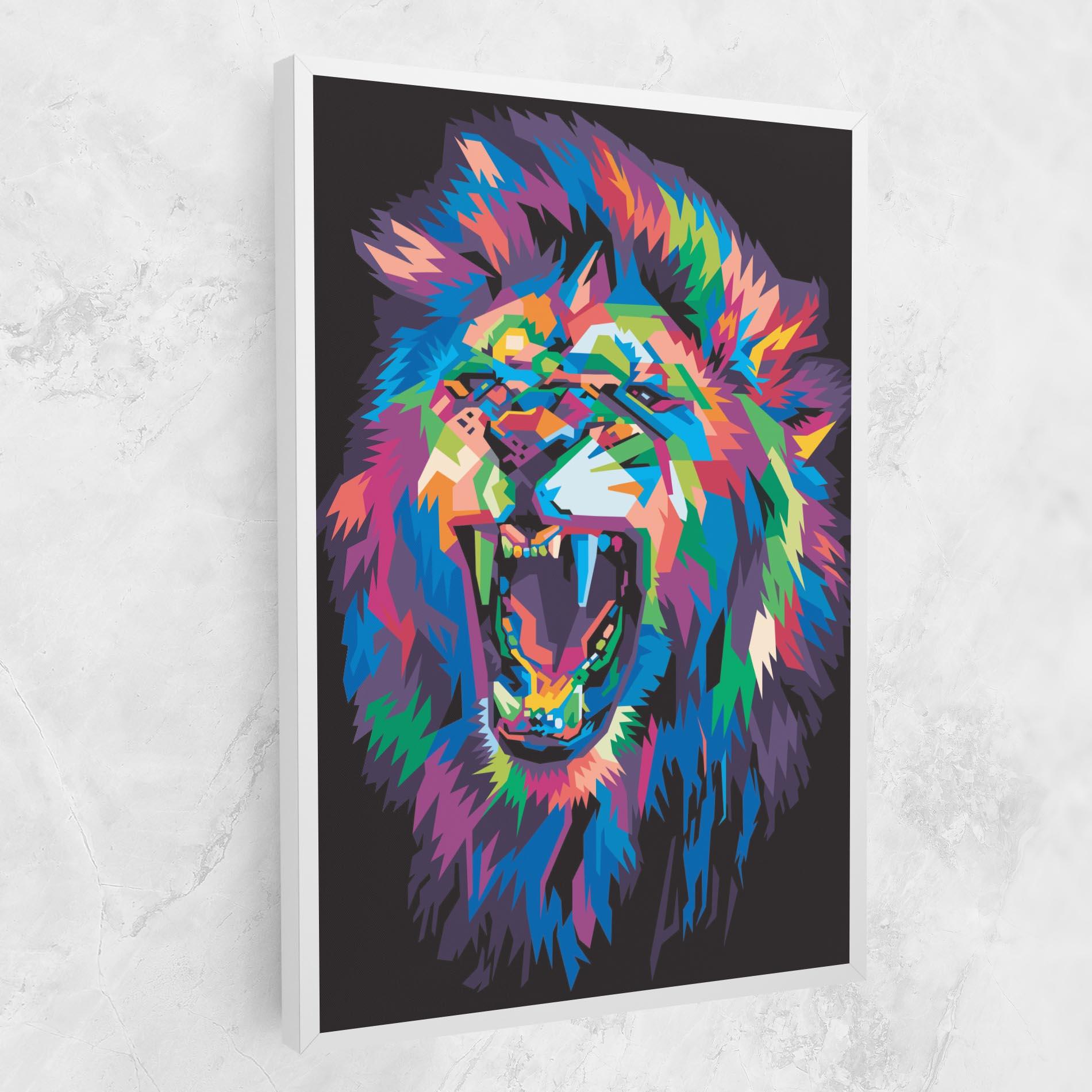 Leinwandbild Colorful Lion Head mockup 1