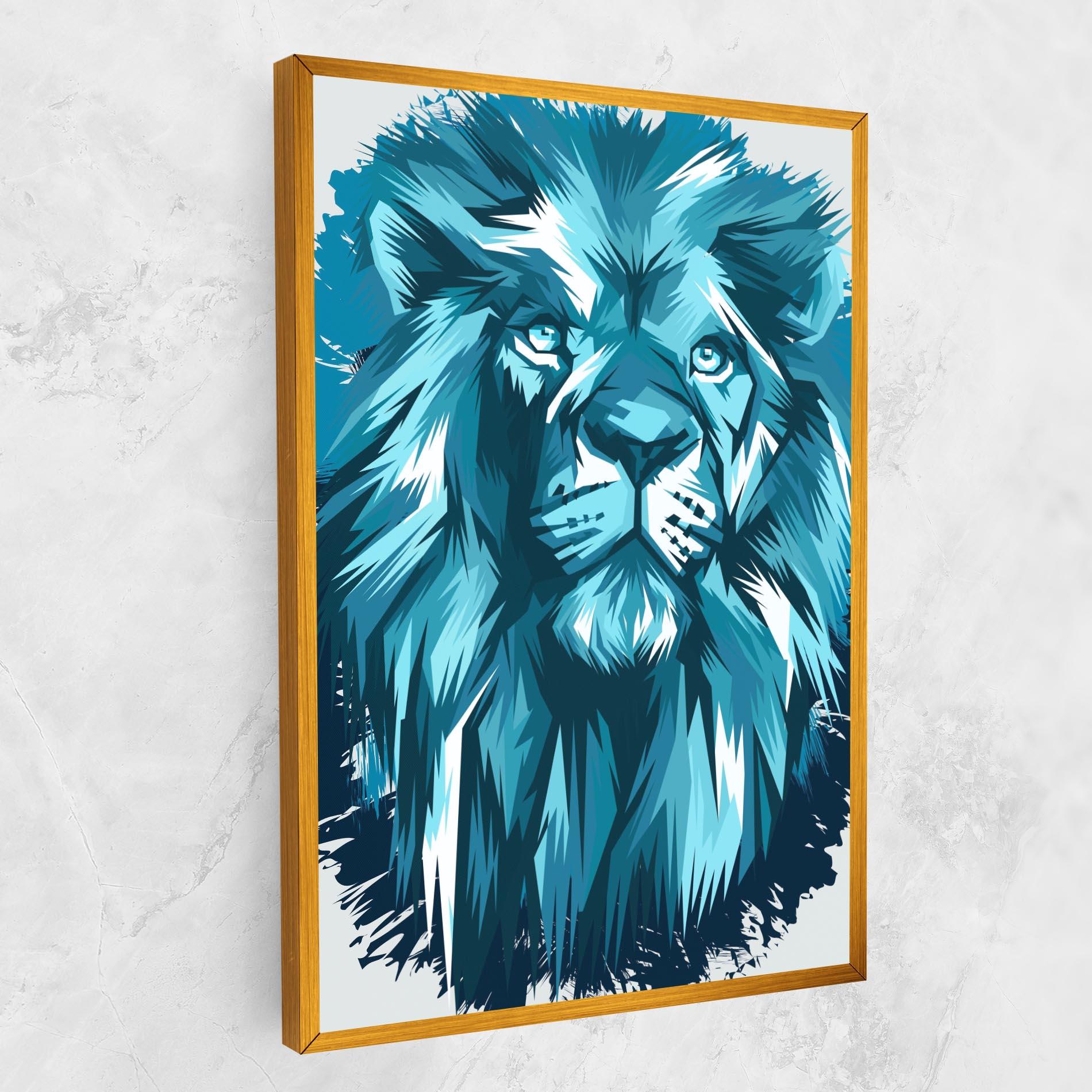 Leinwandbild Blue Lion Head mockup 1