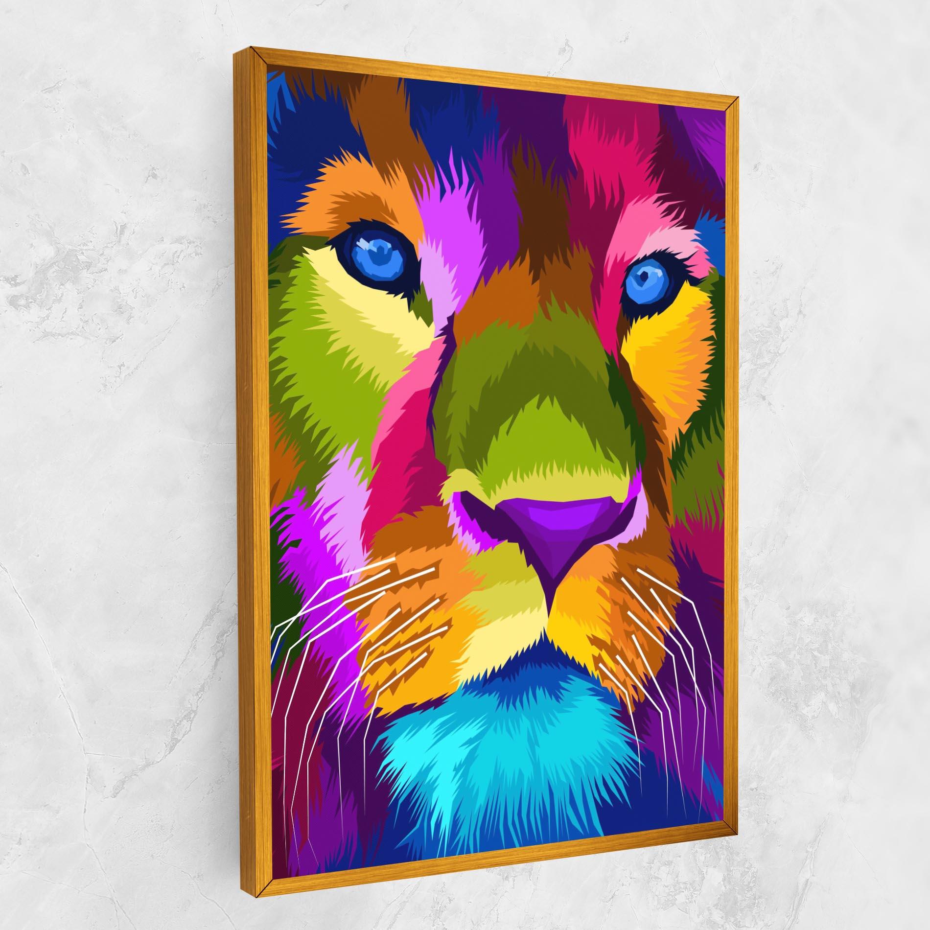 Leinwandbild Color Lion Close Up mockup 1