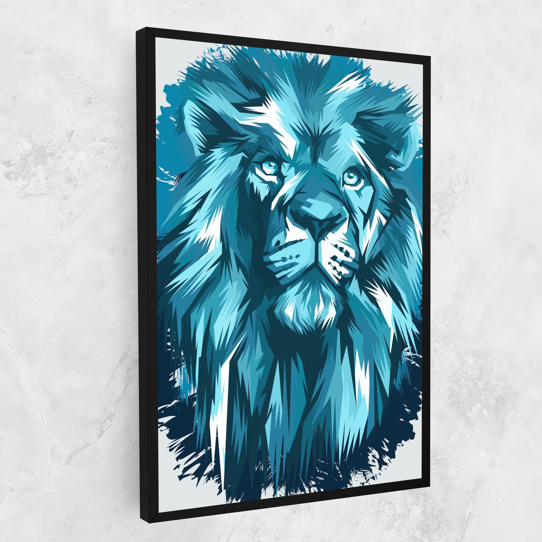 Leinwandbild Blue Lion Head mockup 1