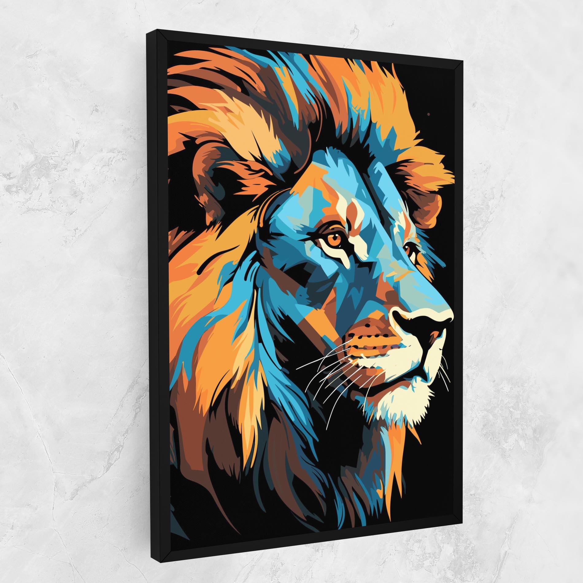 Leinwandbild Blue Yellow Lion mockup 1