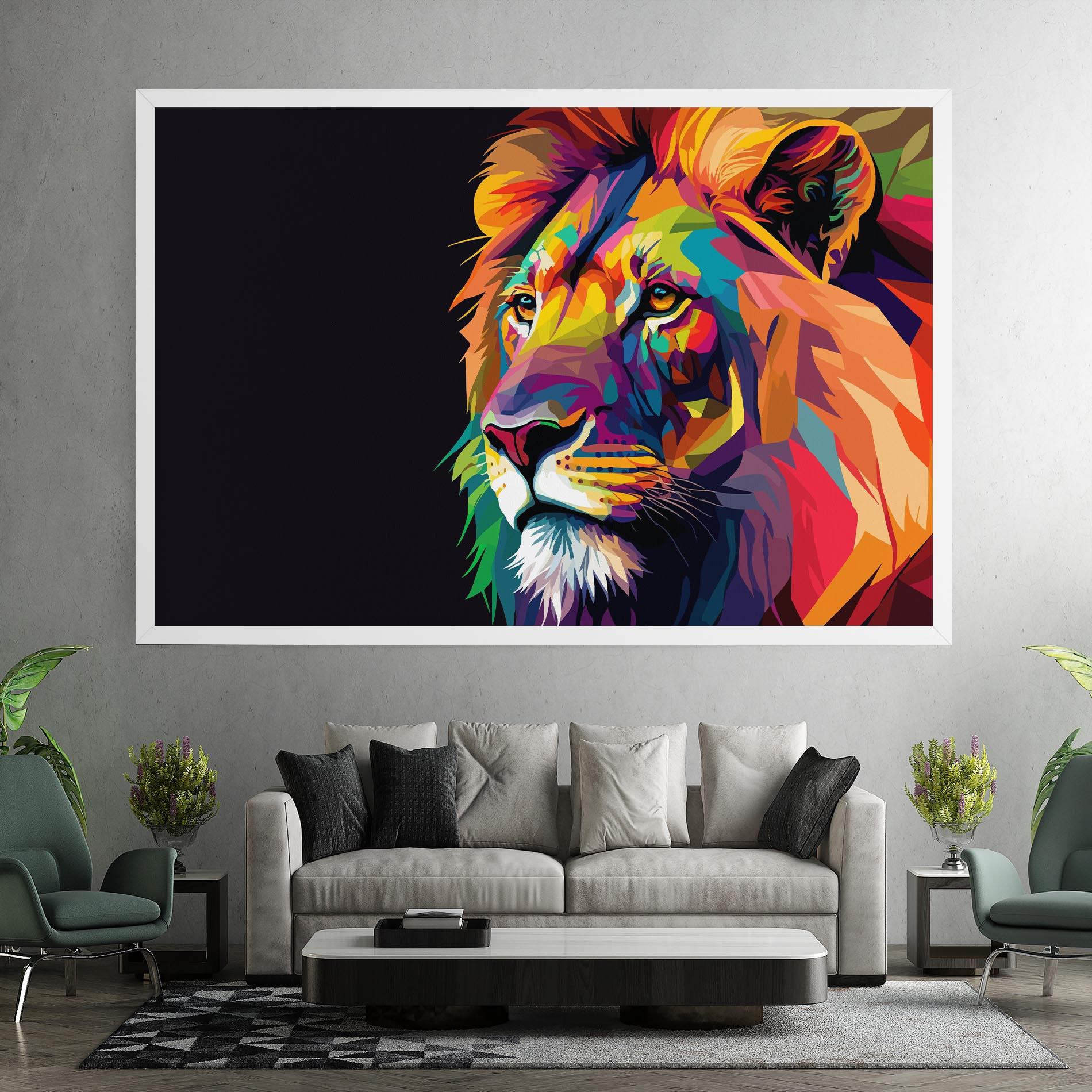 Leinwandbild Colorful Lion mockup 7