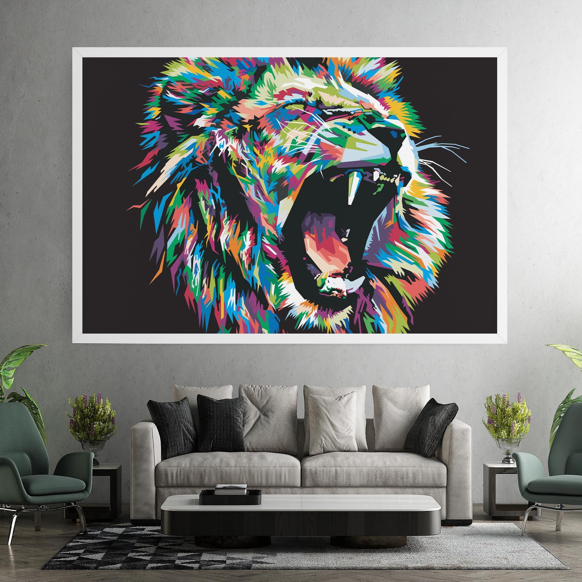 Leinwandbild Green Blue Lion mockup 7