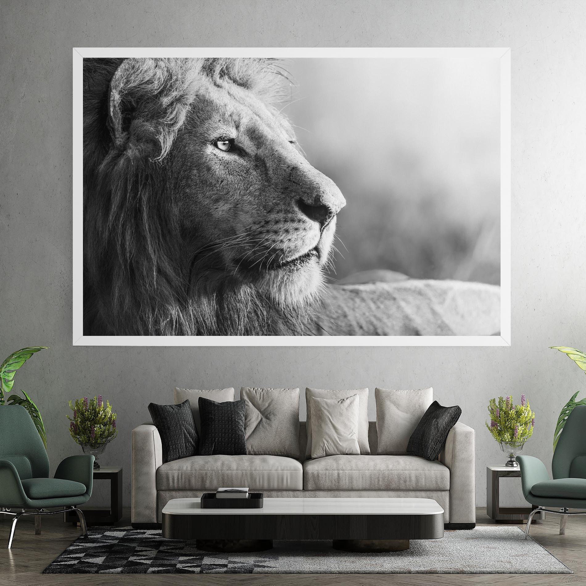 Leinwandbild Grey Lion Head mockup 7