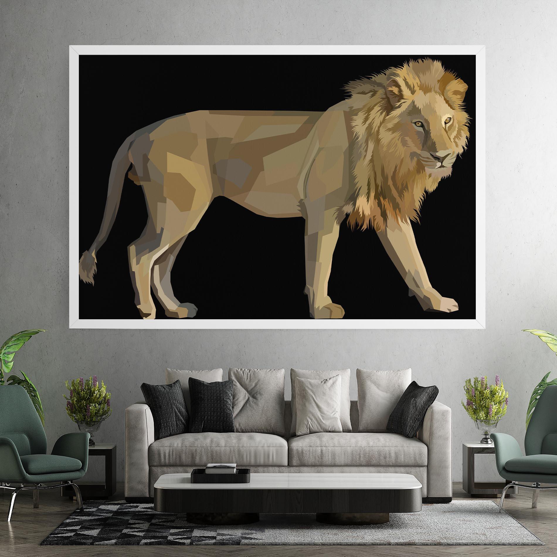 Leinwandbild Lion Art On Black mockup 7