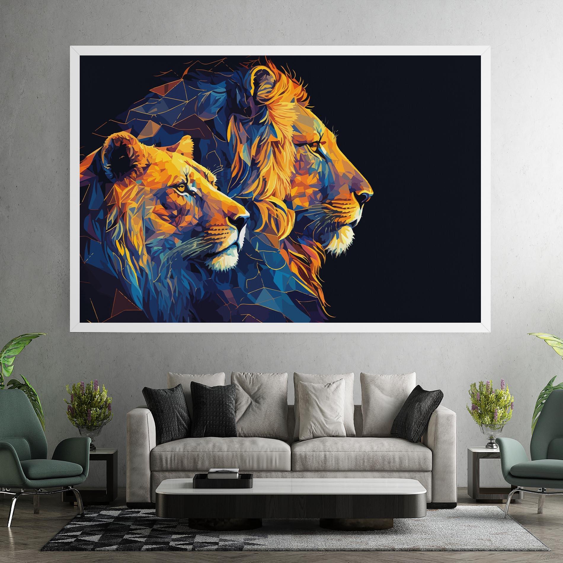 Leinwandbild Orange Blue Lion mockup 7
