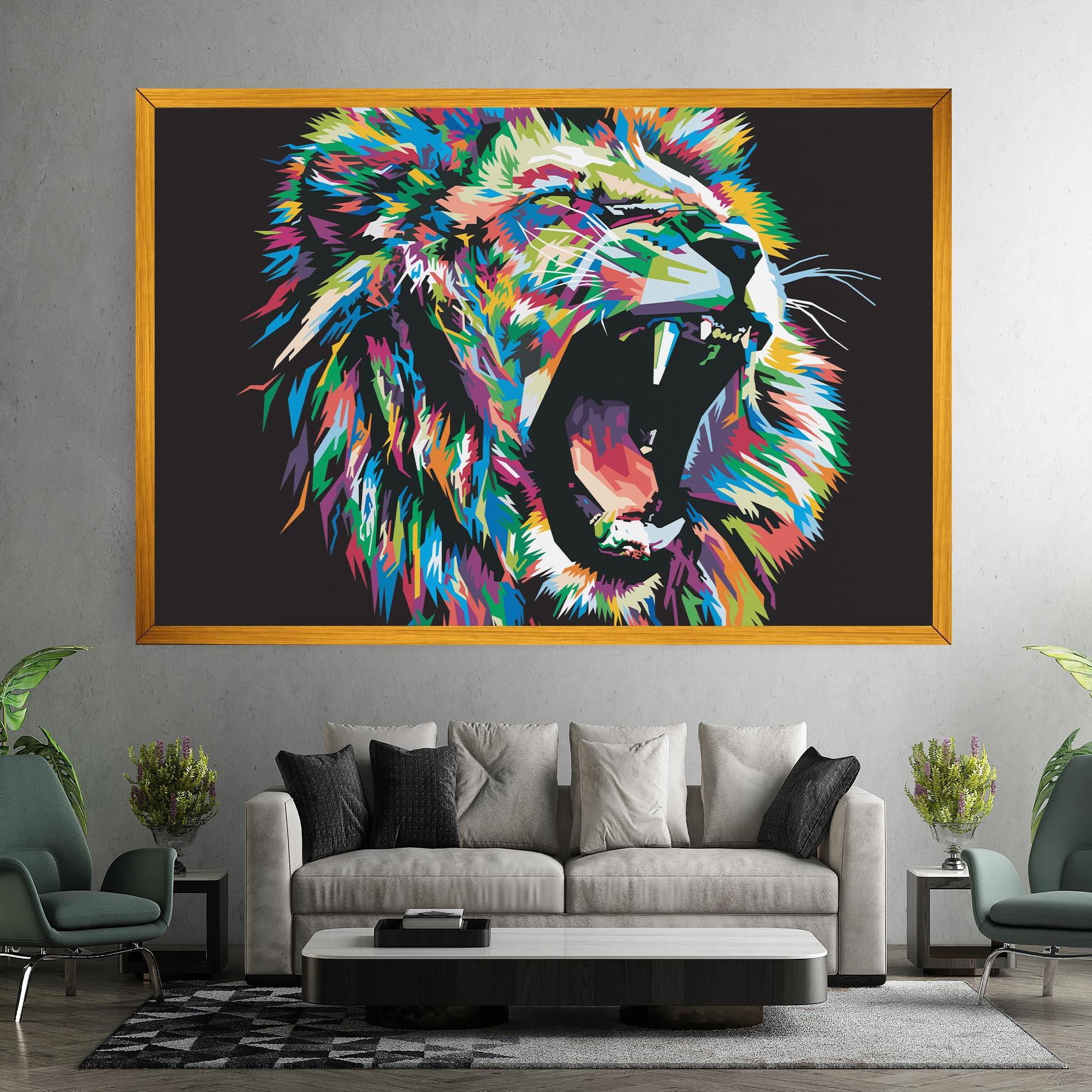 Leinwandbild Green Blue Lion mockup 7