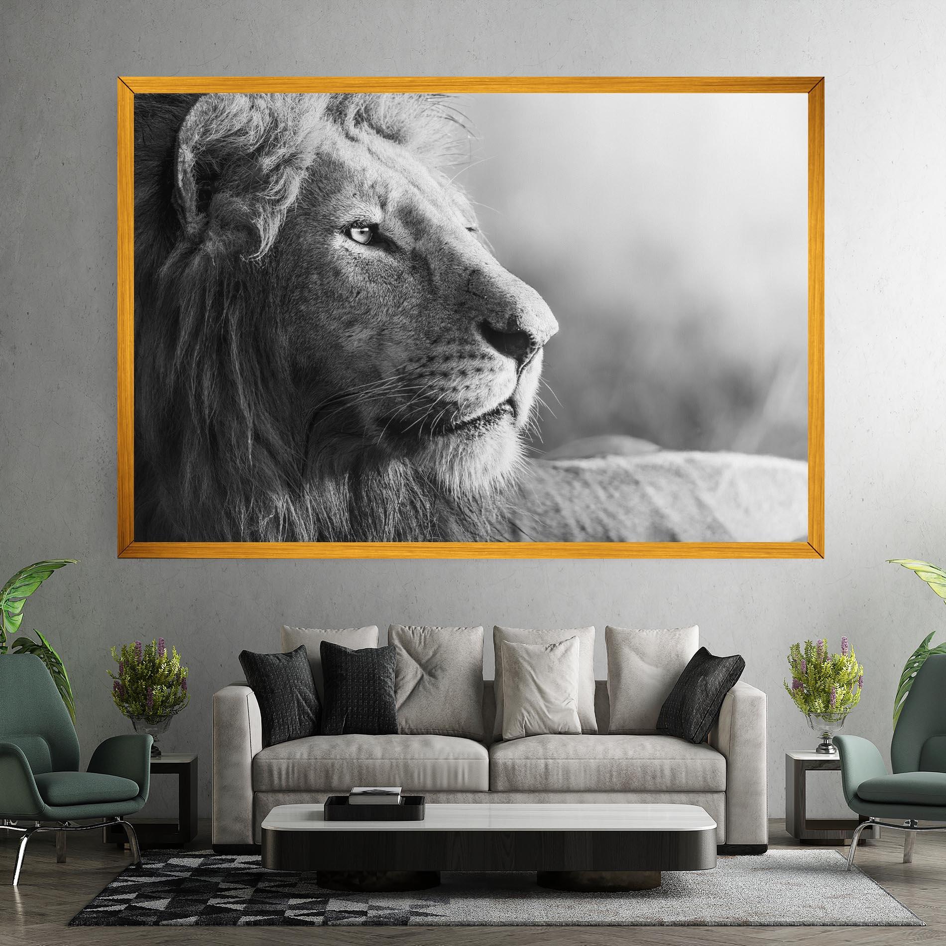Leinwandbild Grey Lion Head mockup 7