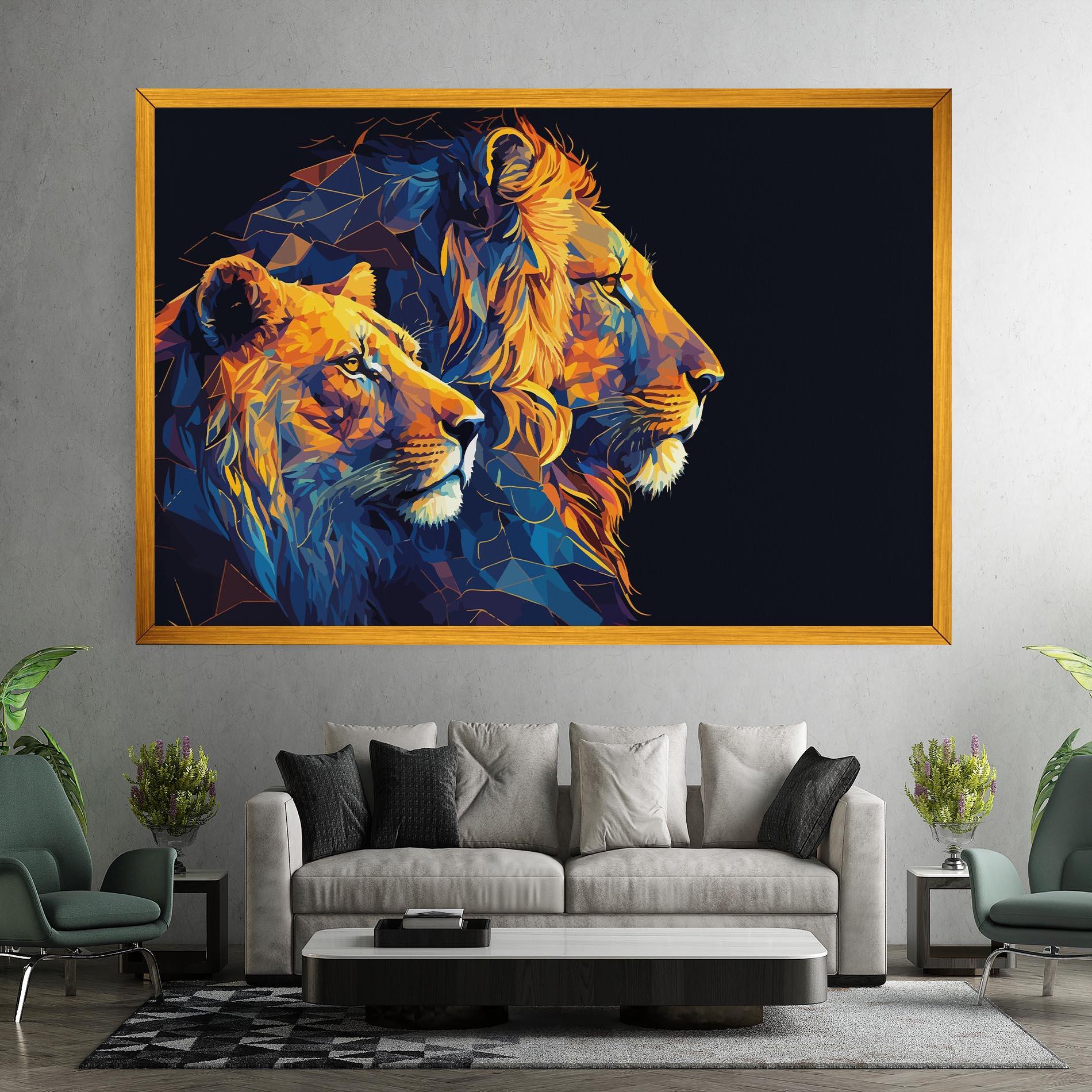 Leinwandbild Orange Blue Lion mockup 7