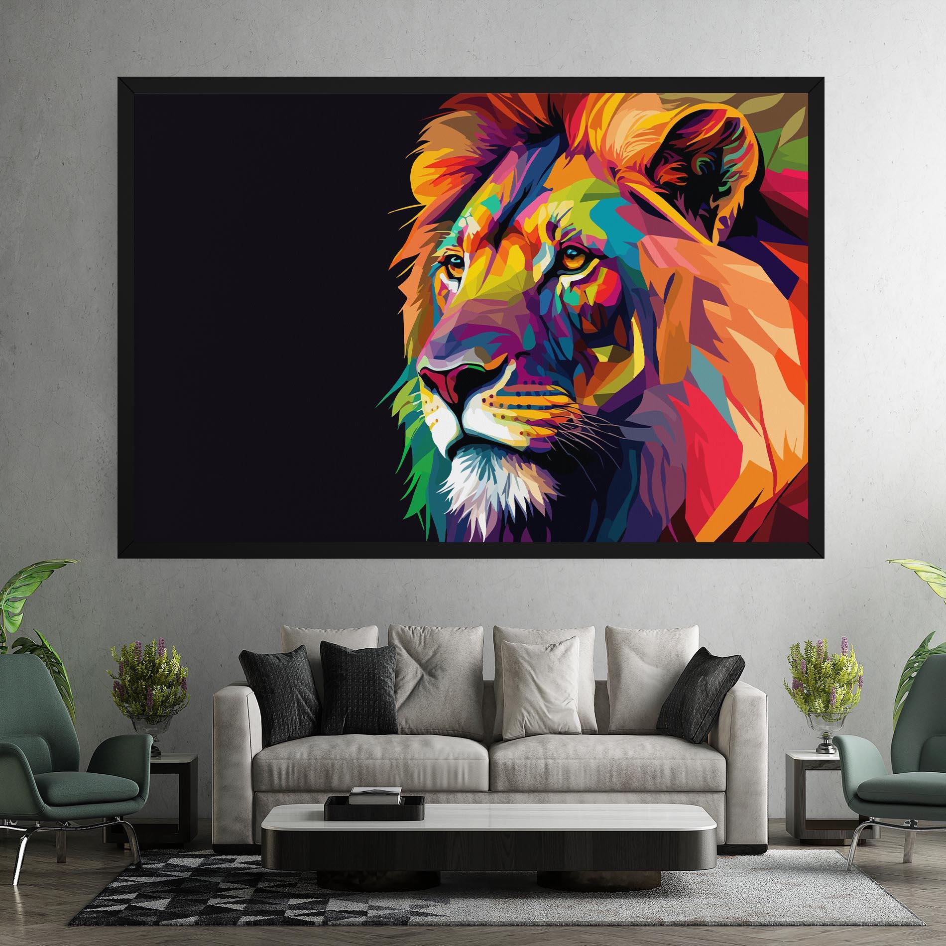 Leinwandbild Colorful Lion mockup 7