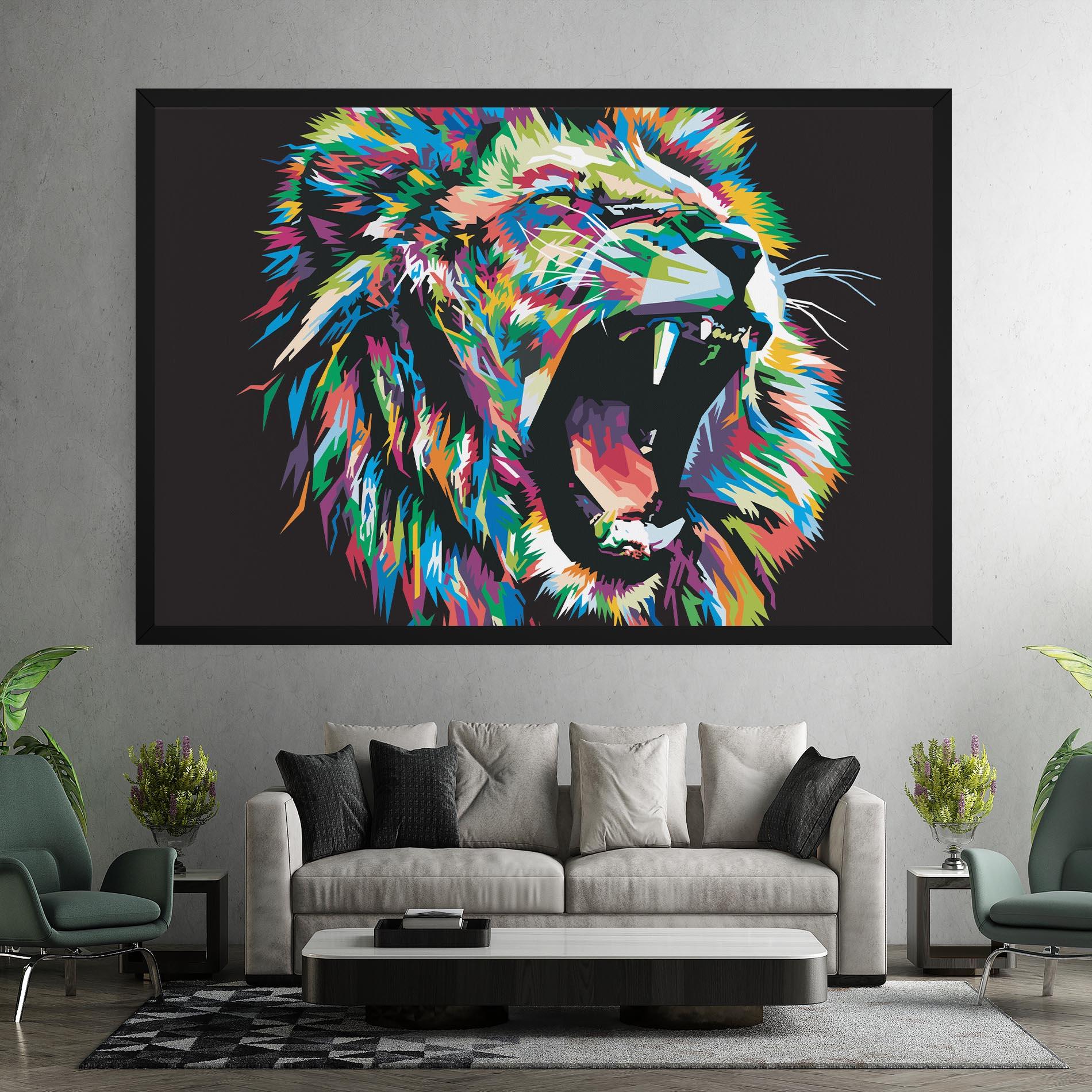 Leinwandbild Green Blue Lion mockup 7