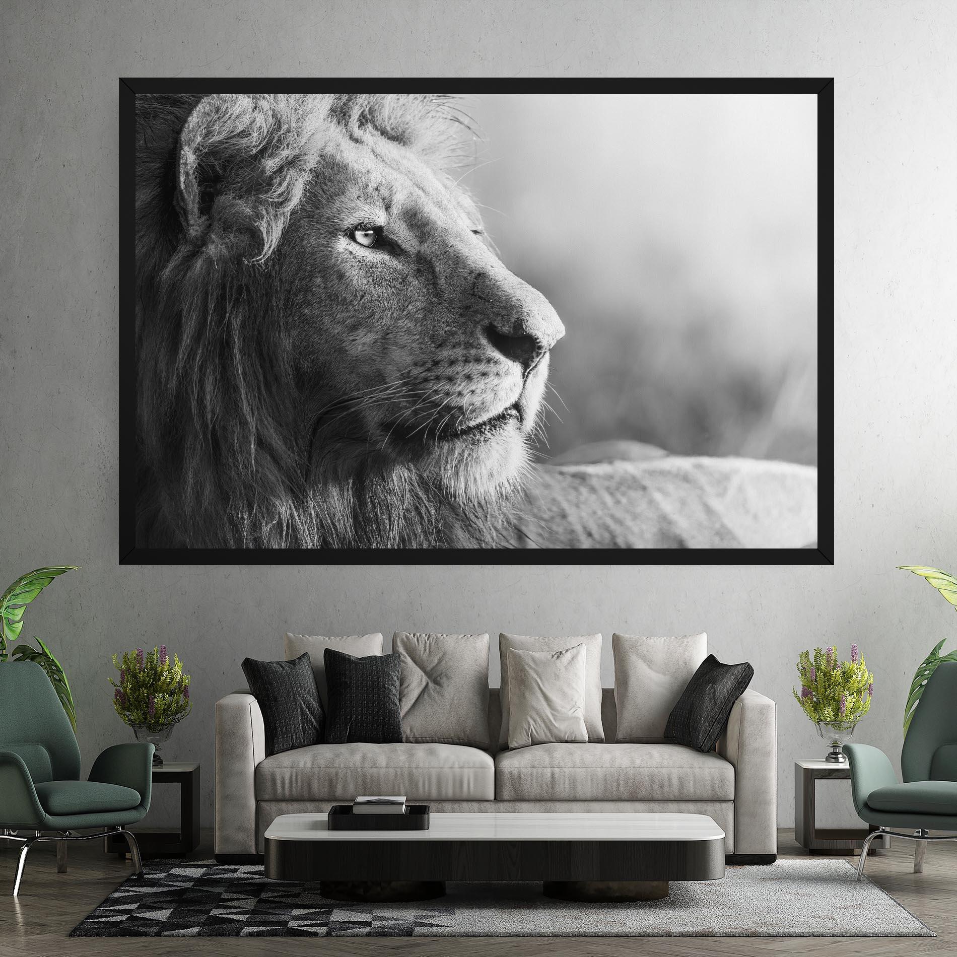 Leinwandbild Grey Lion Head mockup 7