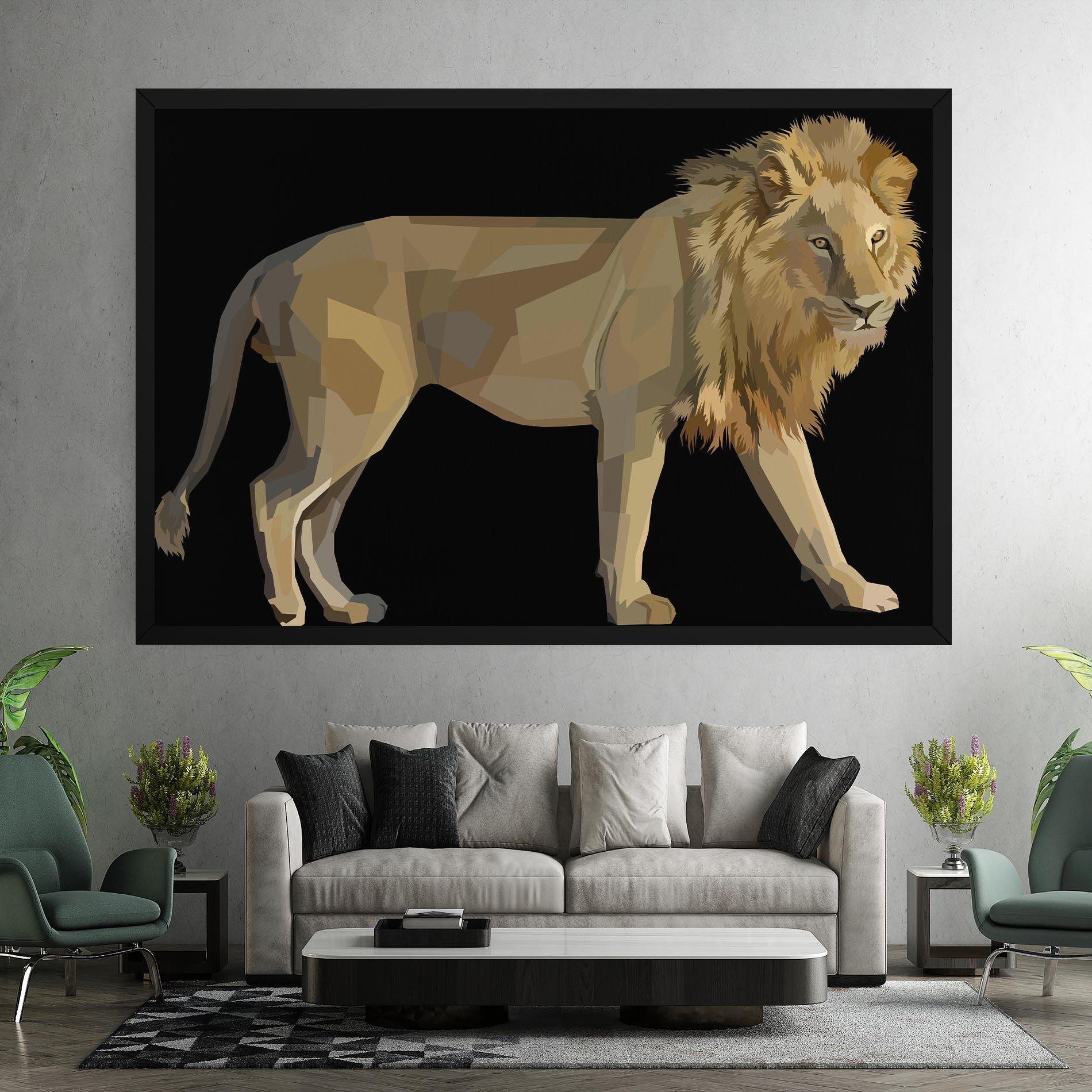 Leinwandbild Lion Art On Black mockup 7
