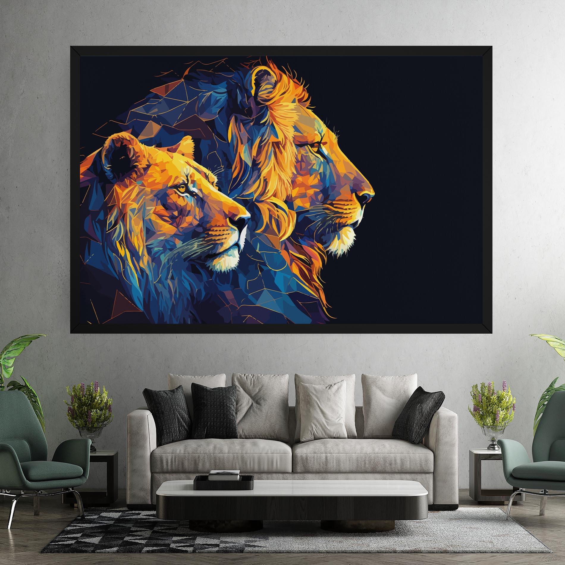 Leinwandbild Orange Blue Lion mockup 7