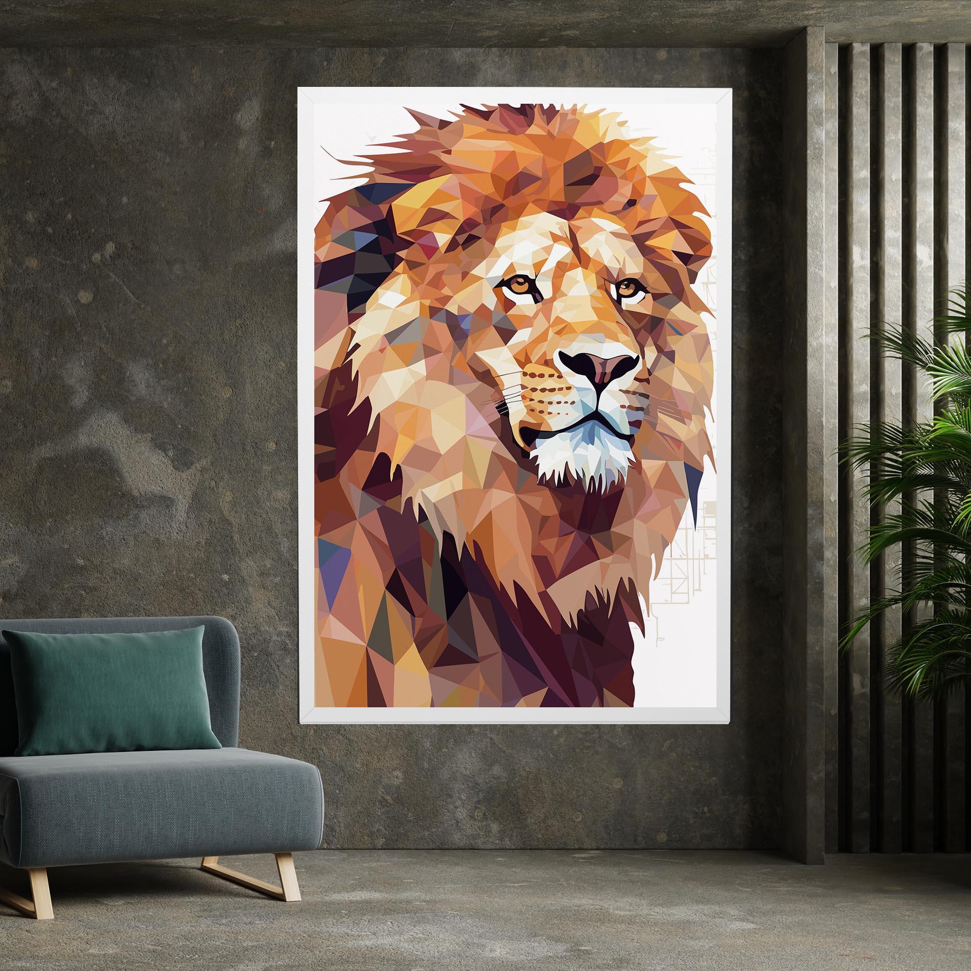 Leinwandbild Artistic Lion Head mockup 7