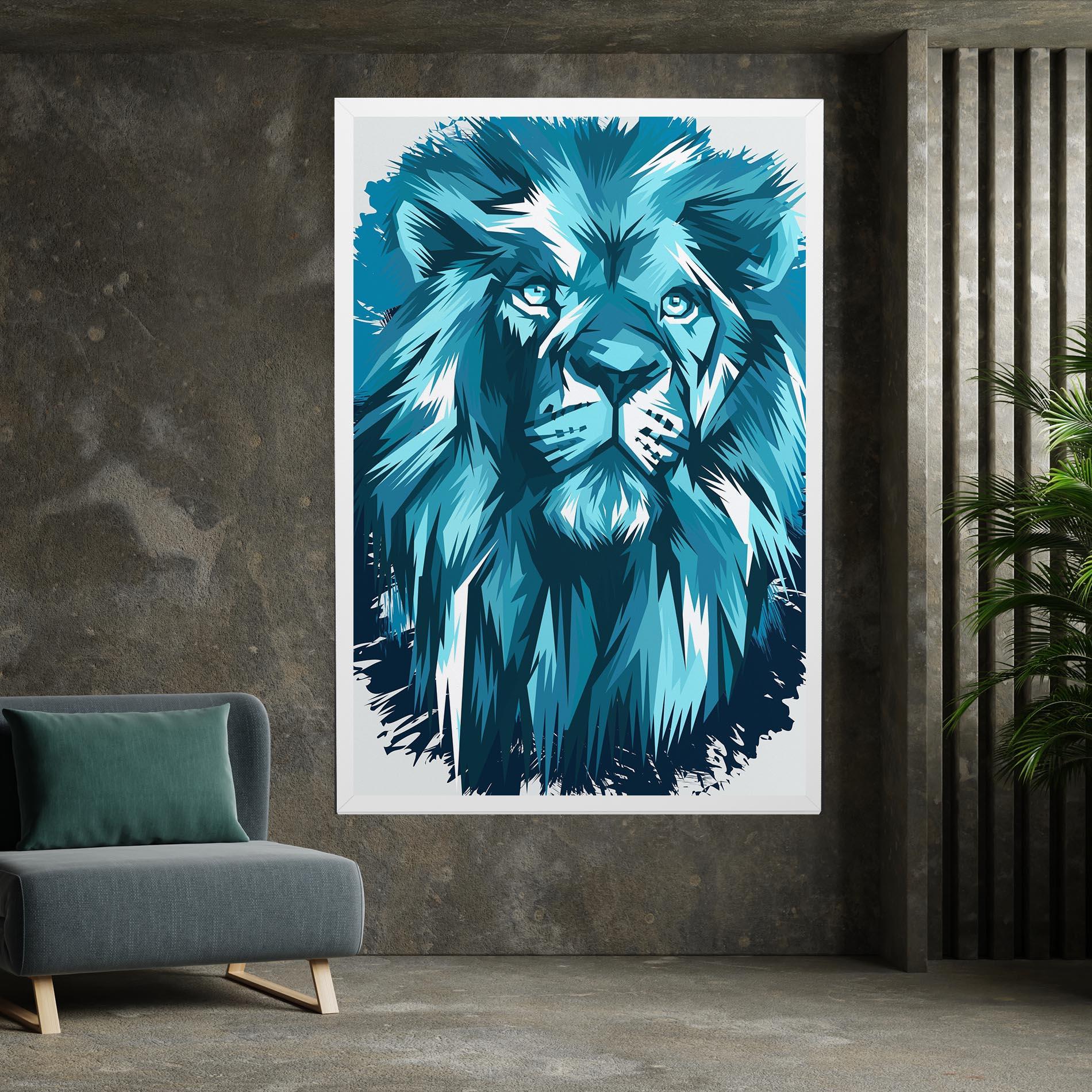 Leinwandbild Blue Lion Head mockup 7