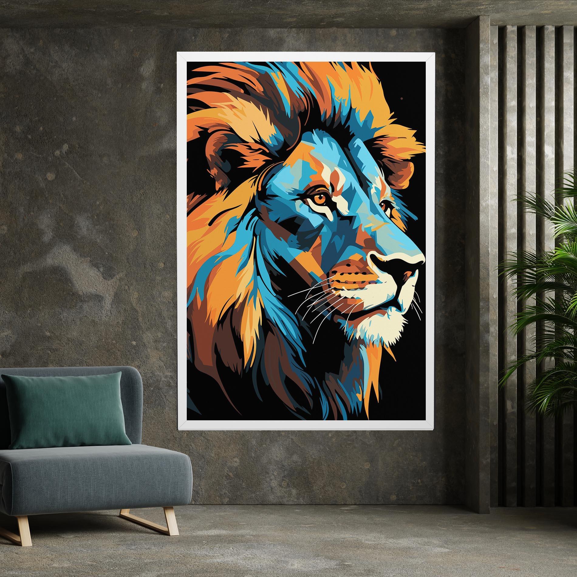 Leinwandbild Blue Yellow Lion mockup 7