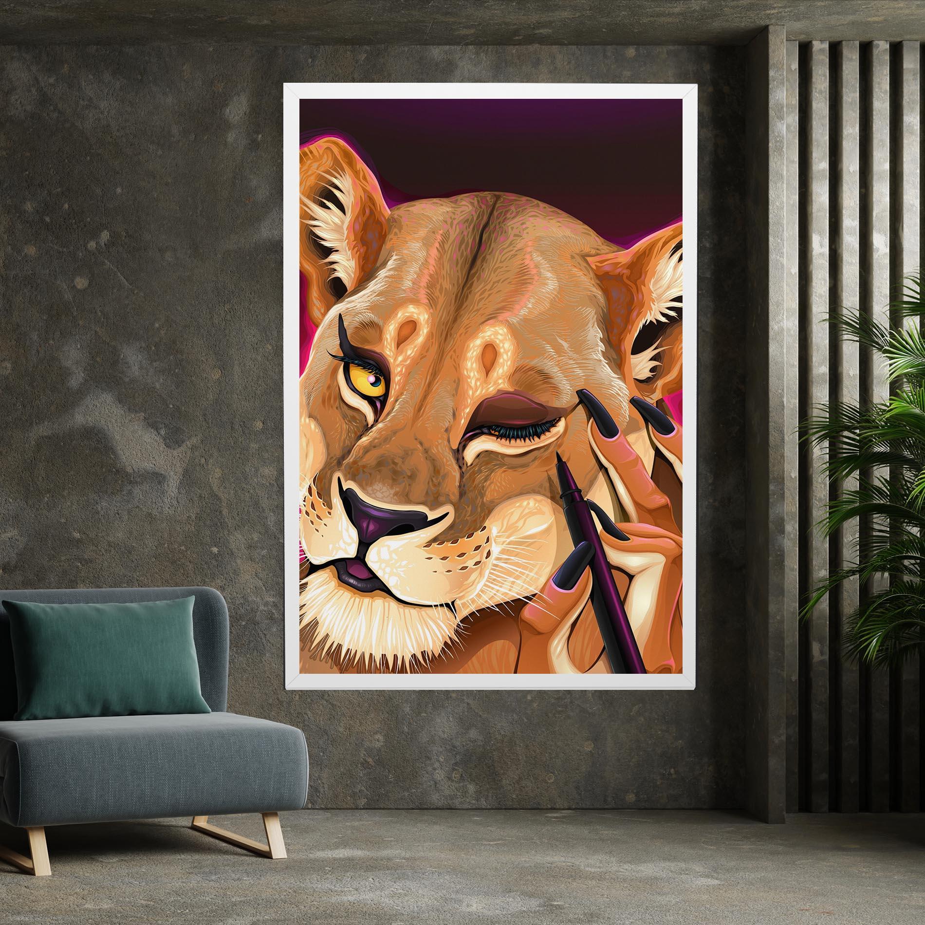 Leinwandbild Female Lion Makeup mockup 7