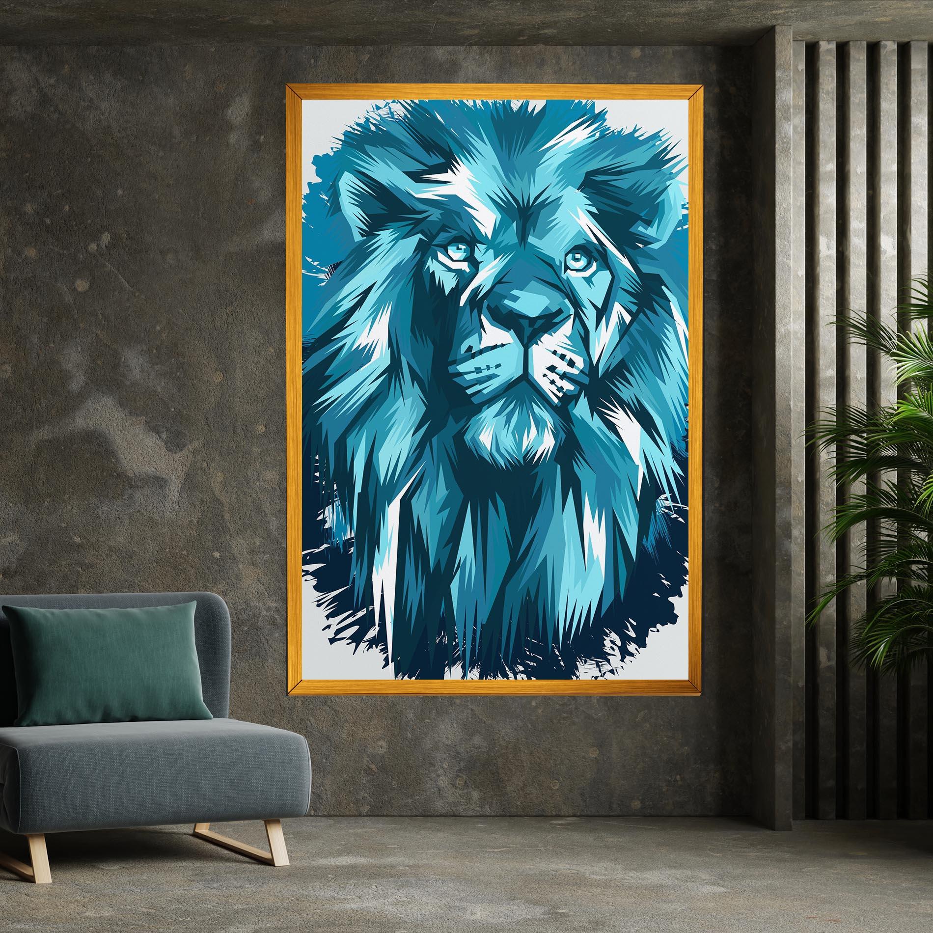 Leinwandbild Blue Lion Head mockup 7