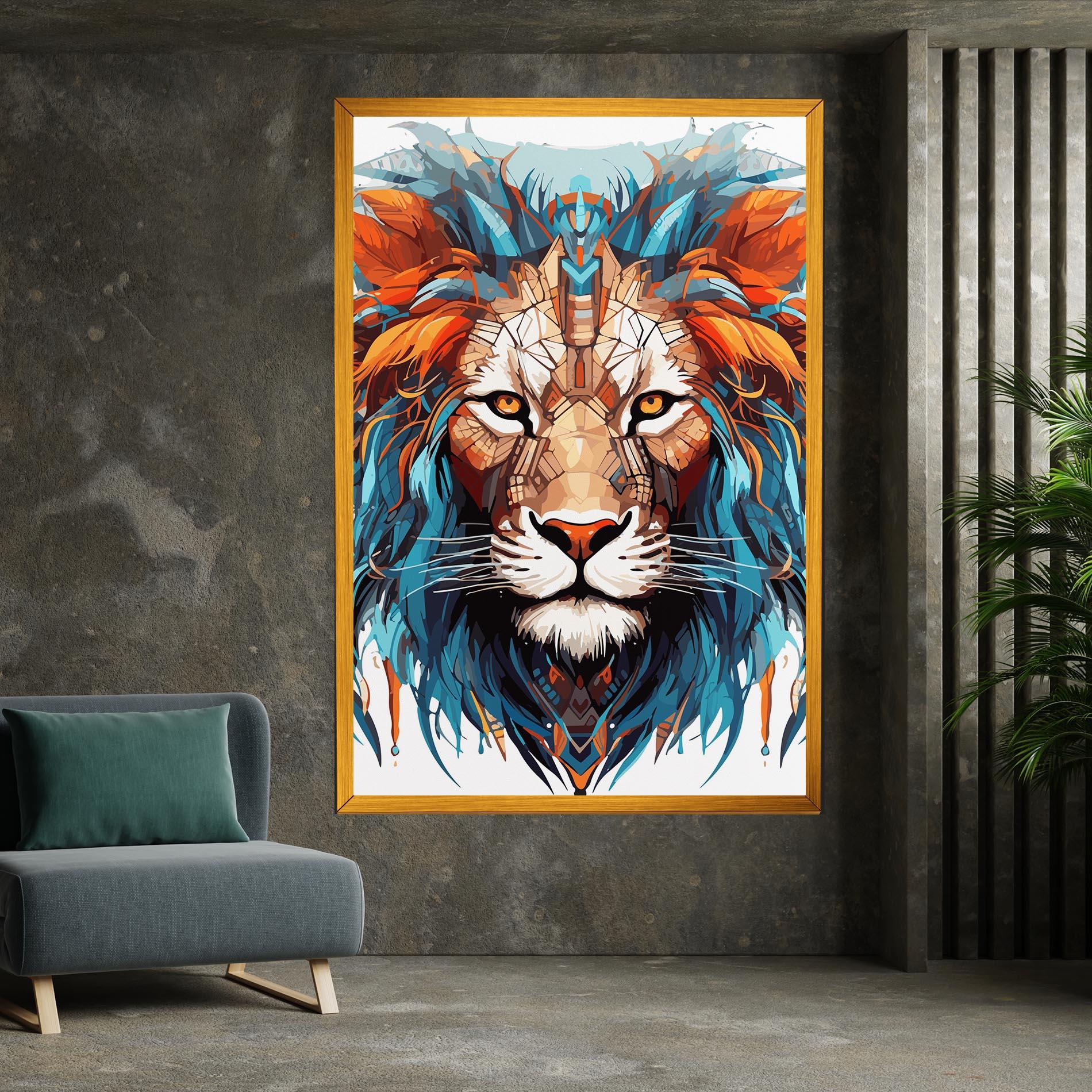 Leinwandbild Blue Orange Lion mockup 7