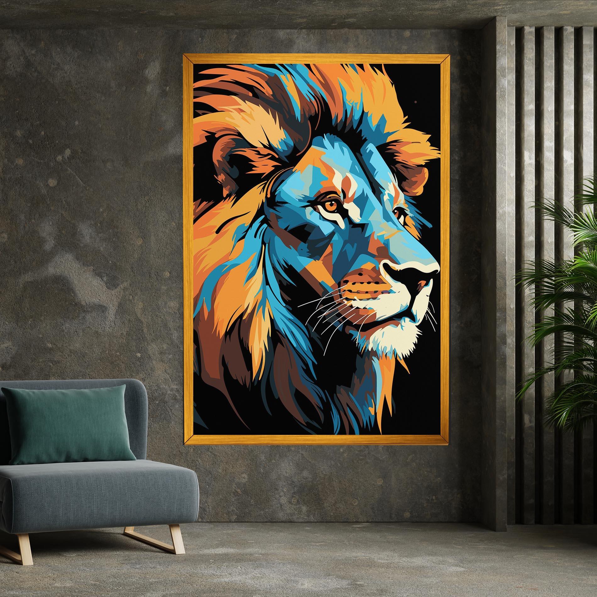 Leinwandbild Blue Yellow Lion mockup 7