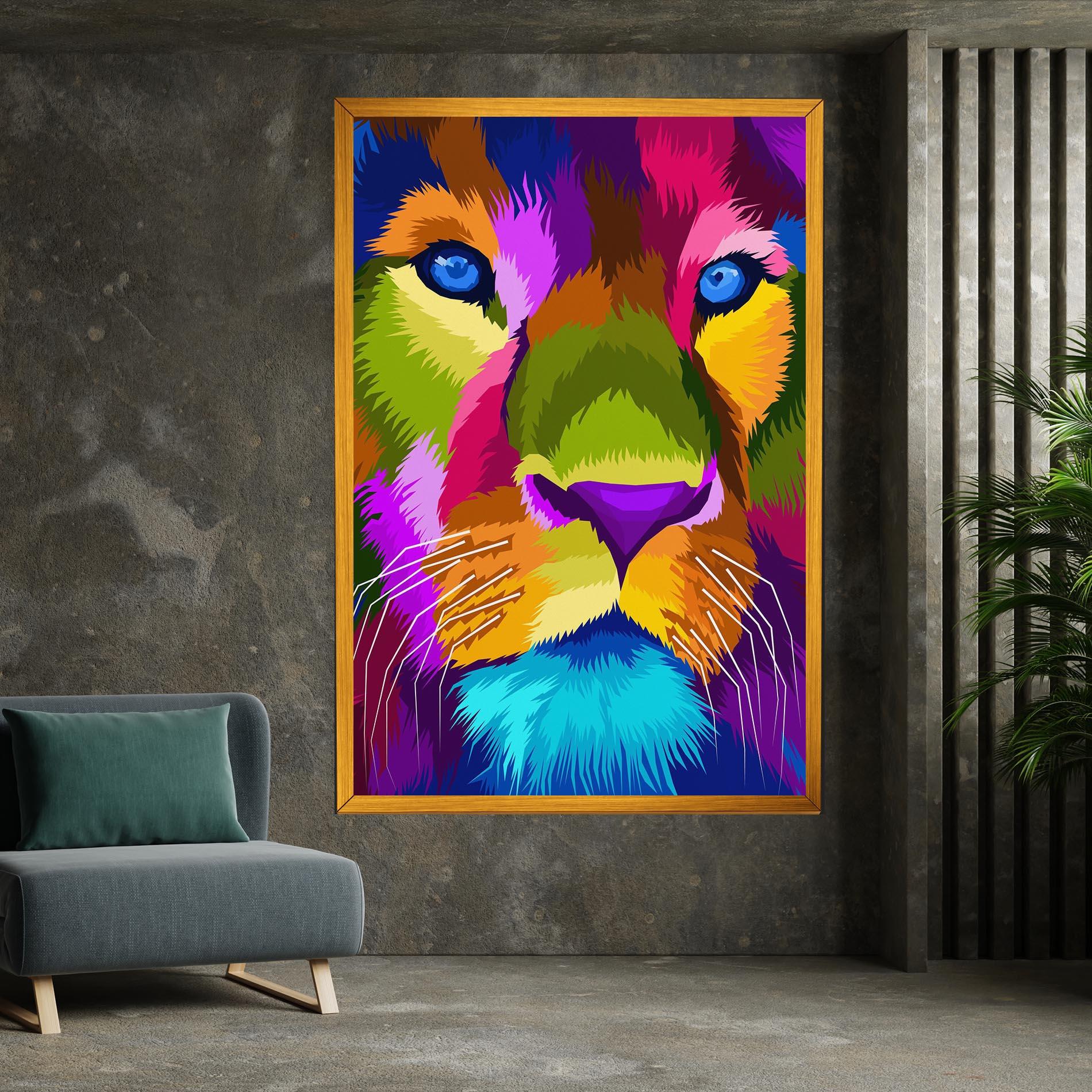 Leinwandbild Color Lion Close Up mockup 7