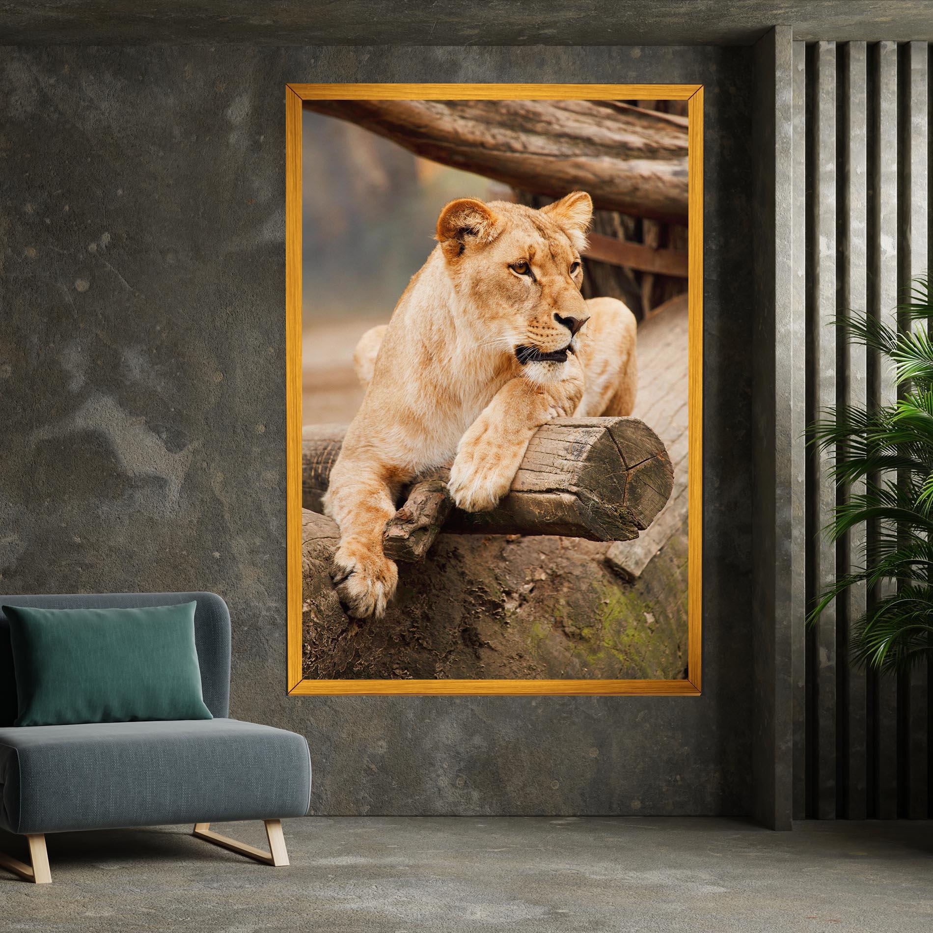 Leinwandbild Female Lion Sitting mockup 7