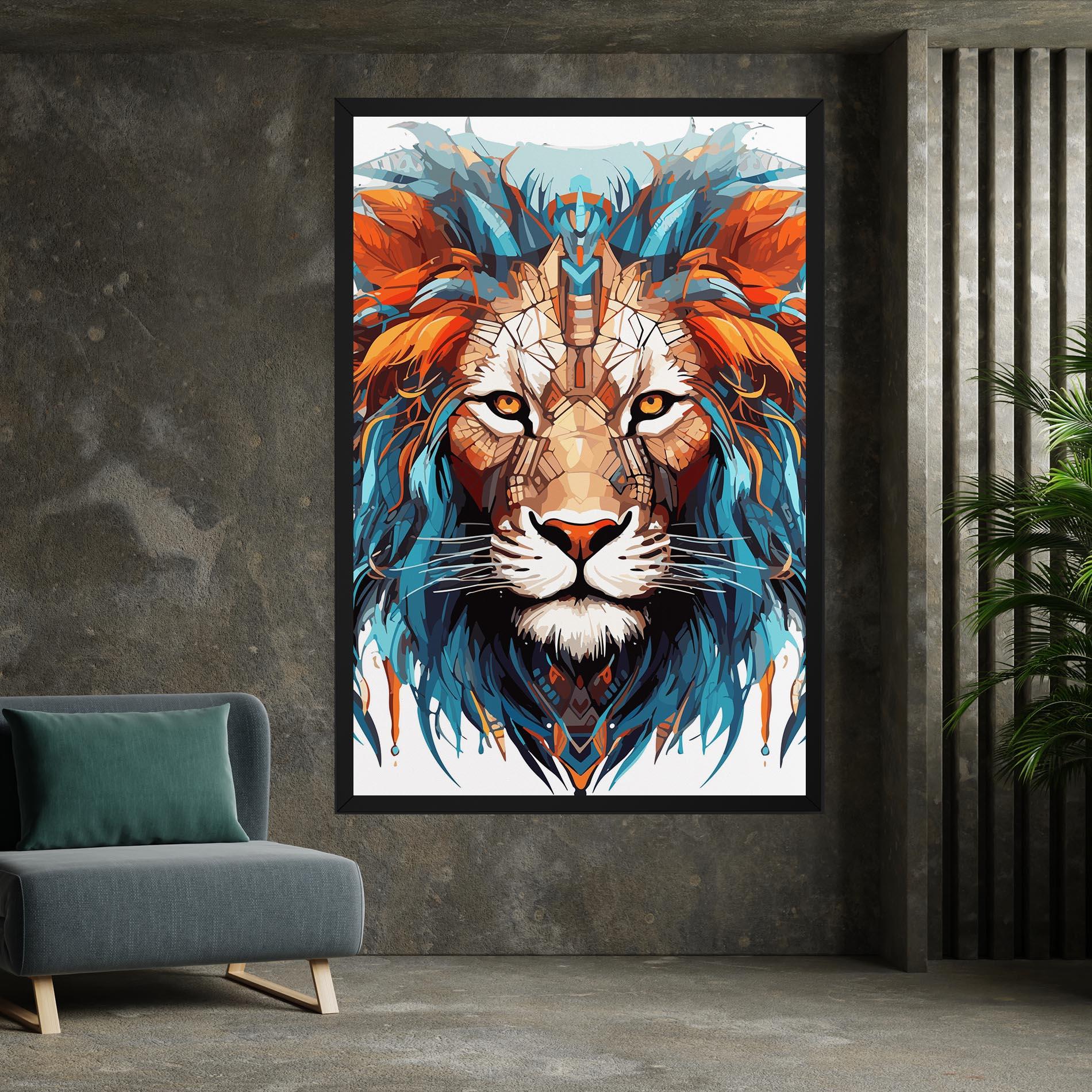 Leinwandbild Blue Orange Lion mockup 7