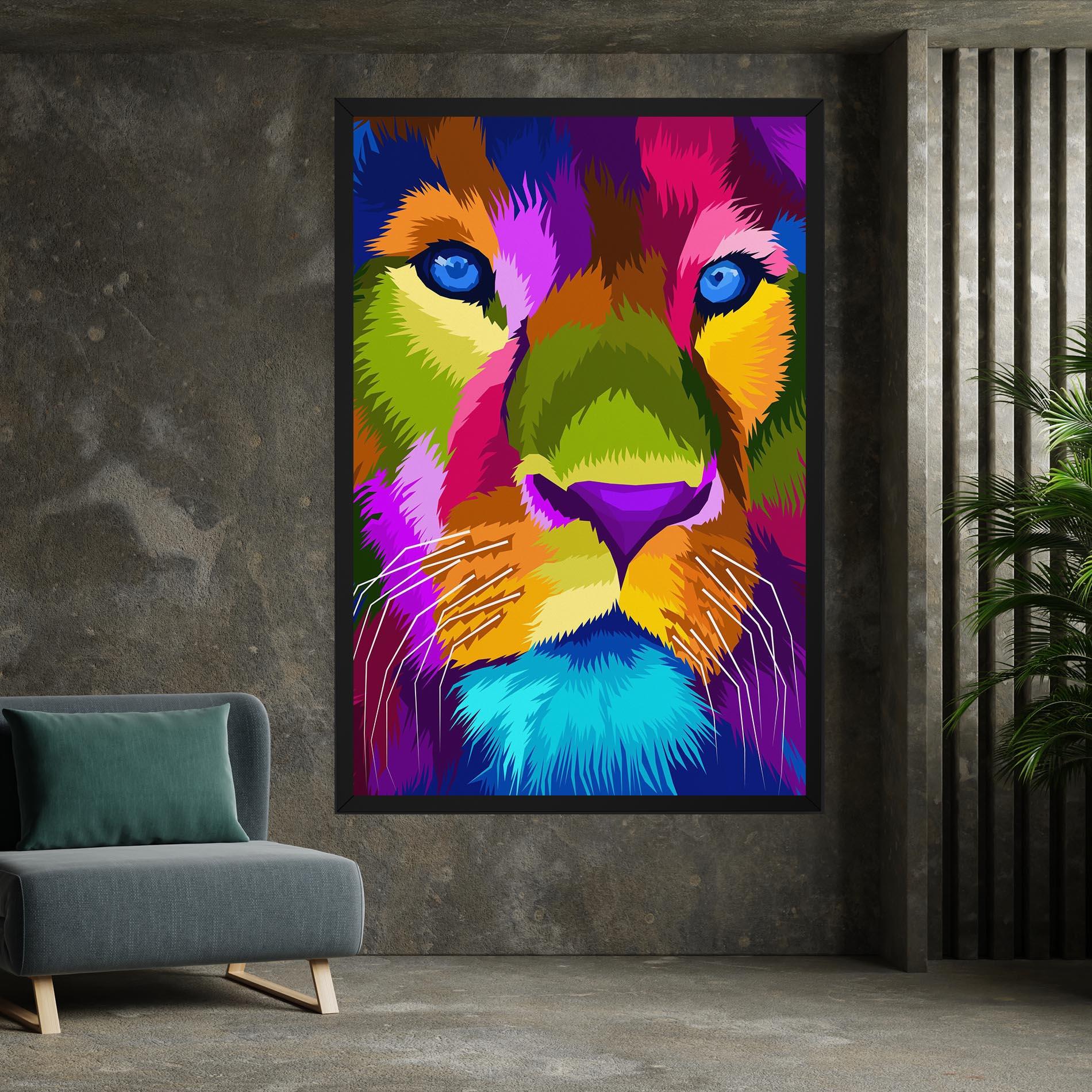 Leinwandbild Color Lion Close Up mockup 7