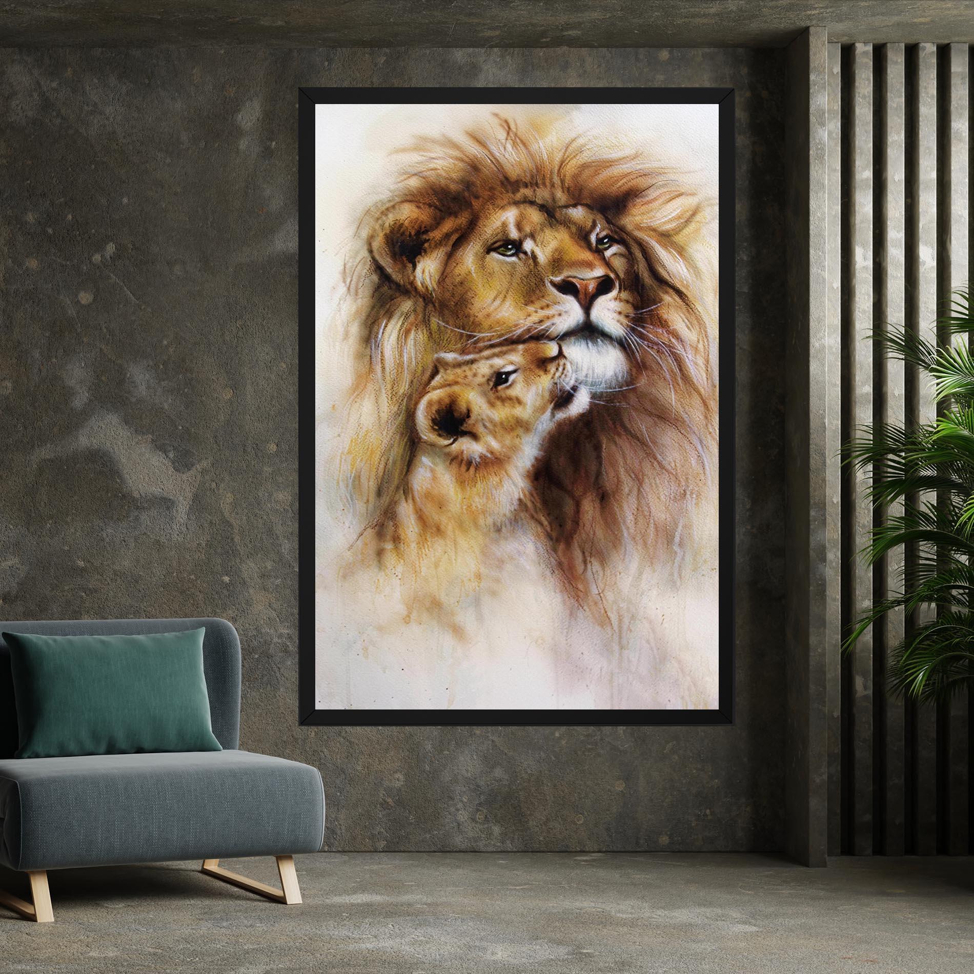 Leinwandbild Lion Love mockup 7