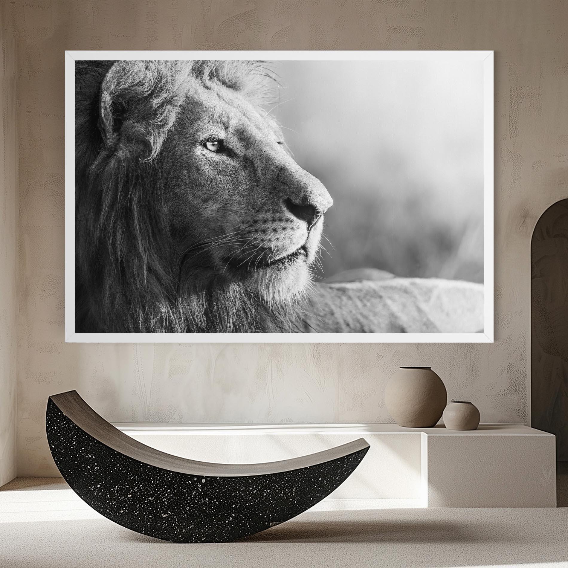 Leinwandbild Grey Lion Head mockup 8