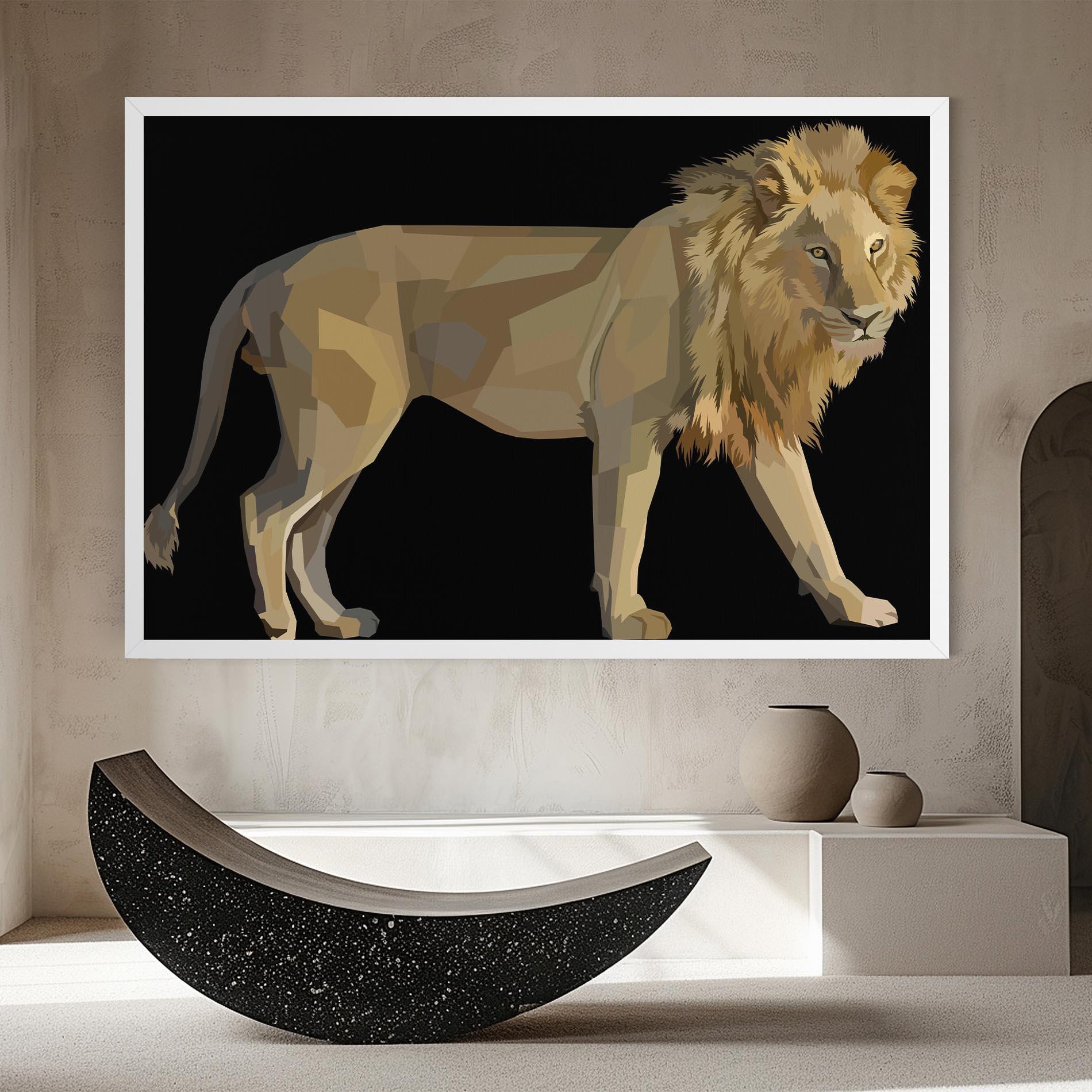 Leinwandbild Lion Art On Black mockup 8