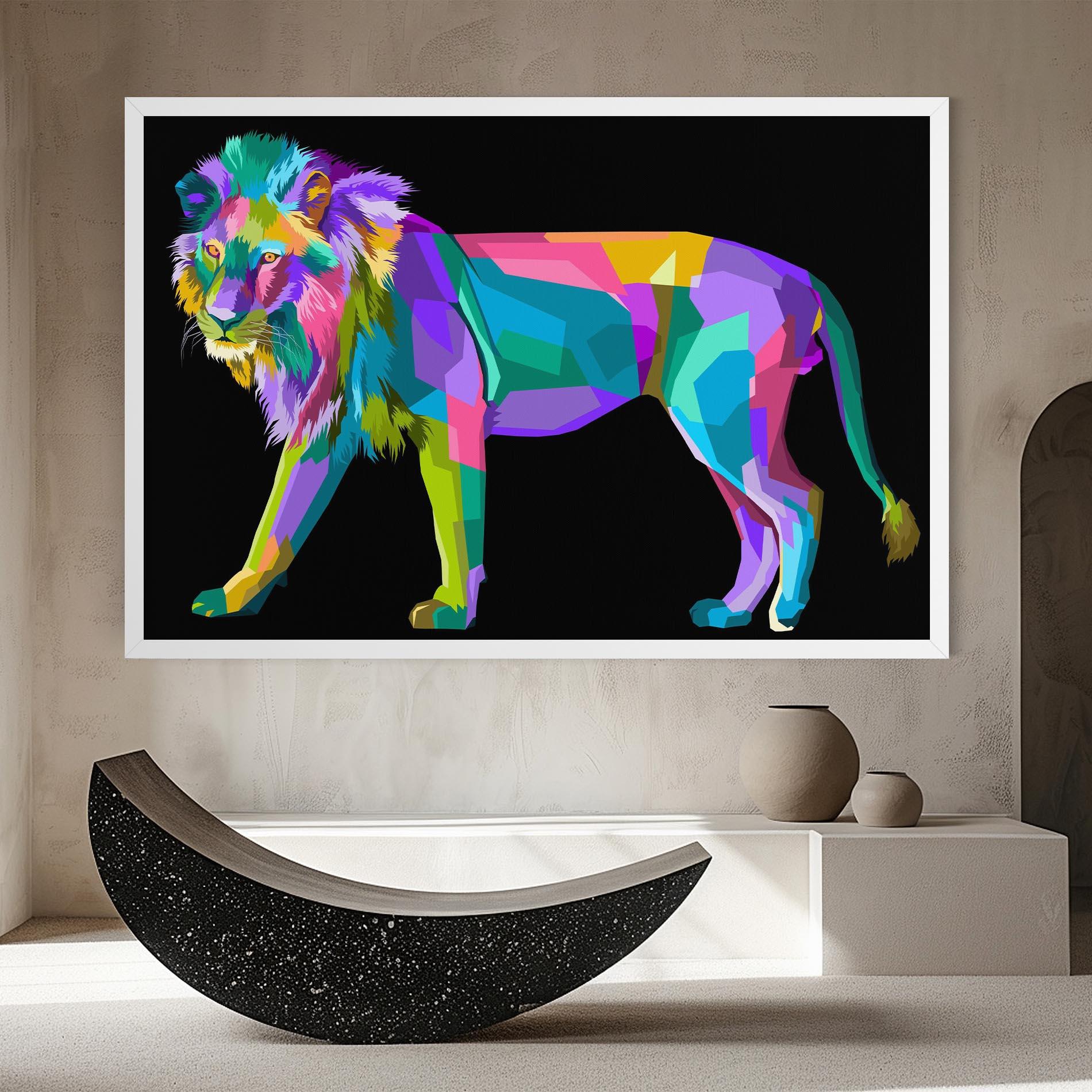 Leinwandbild Lion Walking mockup 8