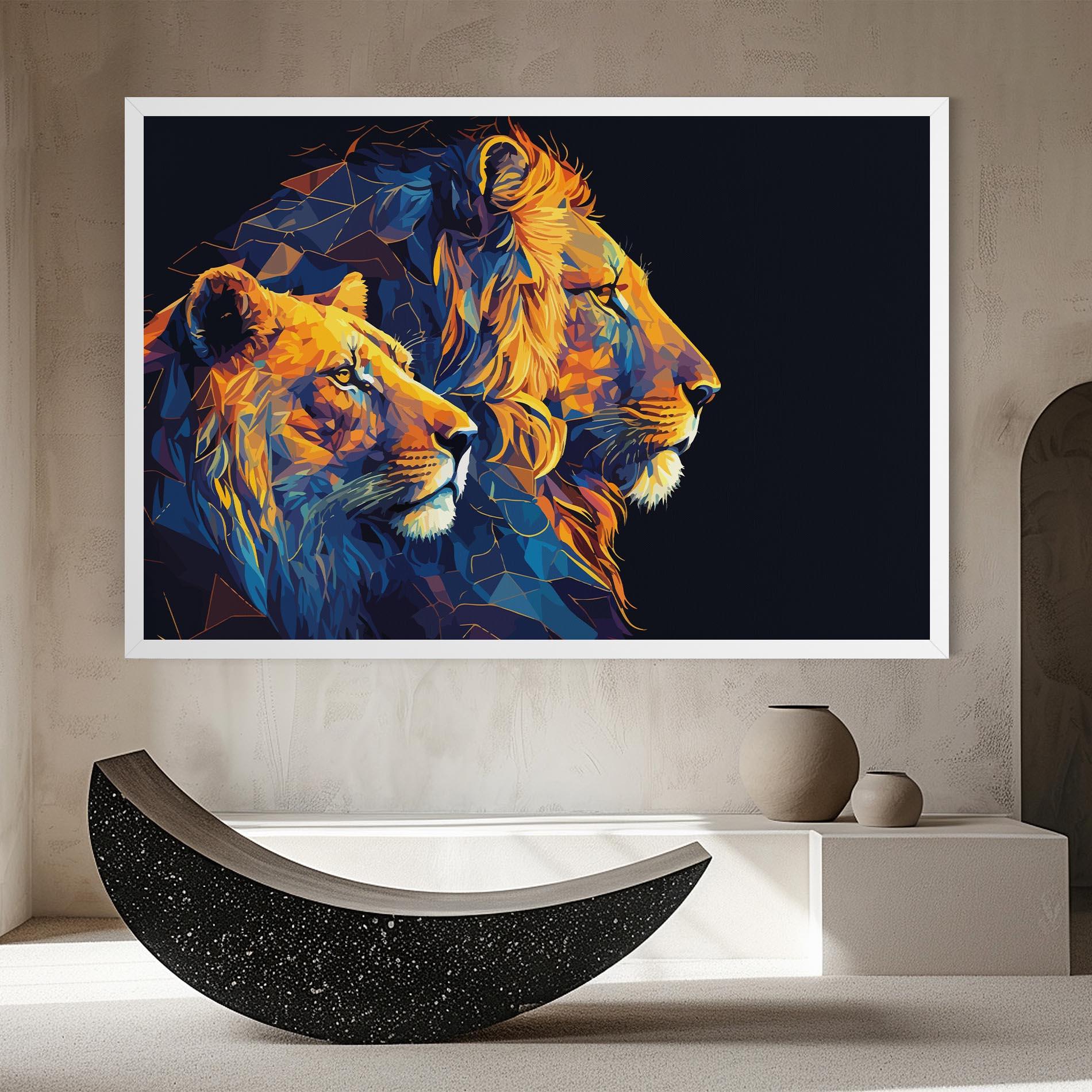 Leinwandbild Orange Blue Lion mockup 8