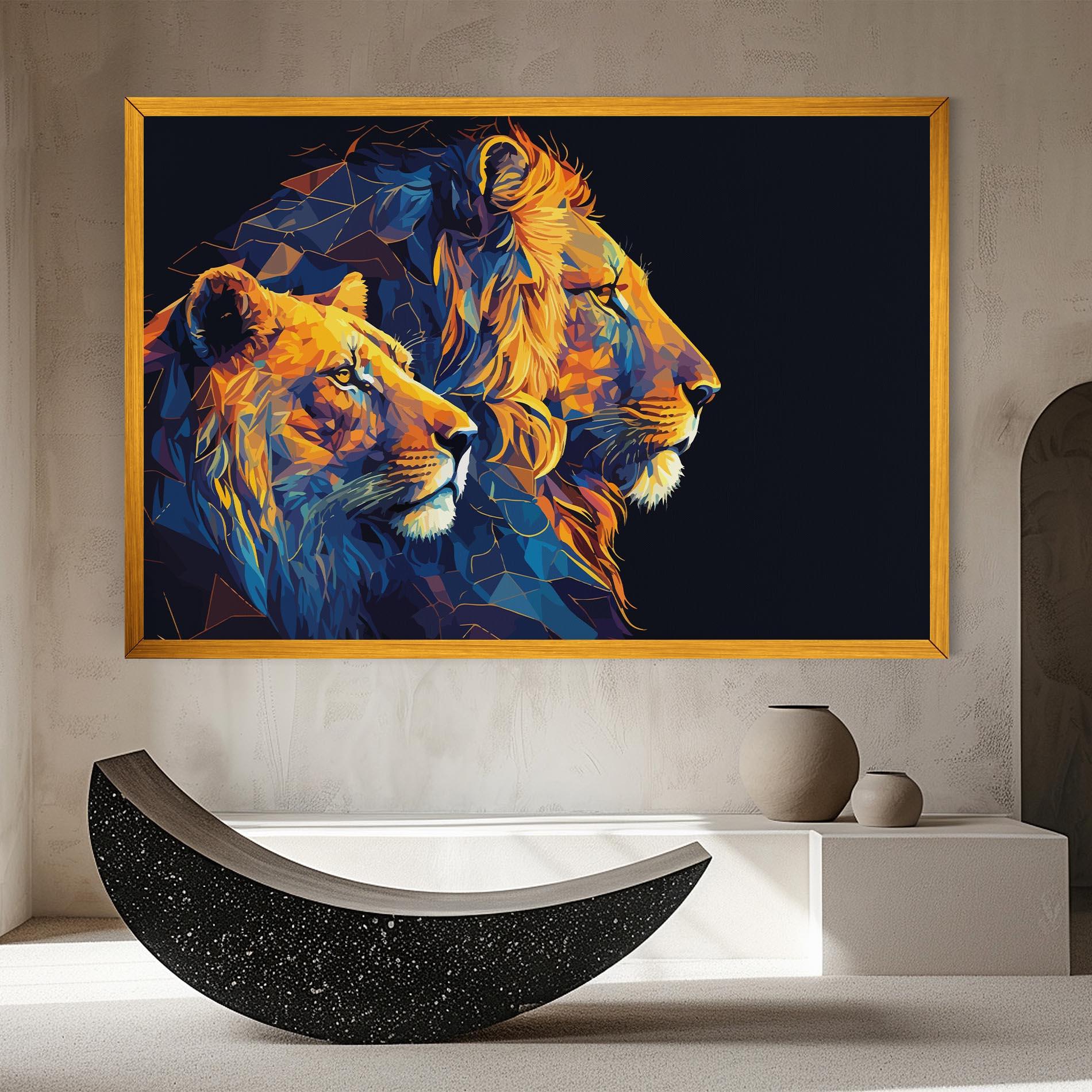 Leinwandbild Orange Blue Lion mockup 8