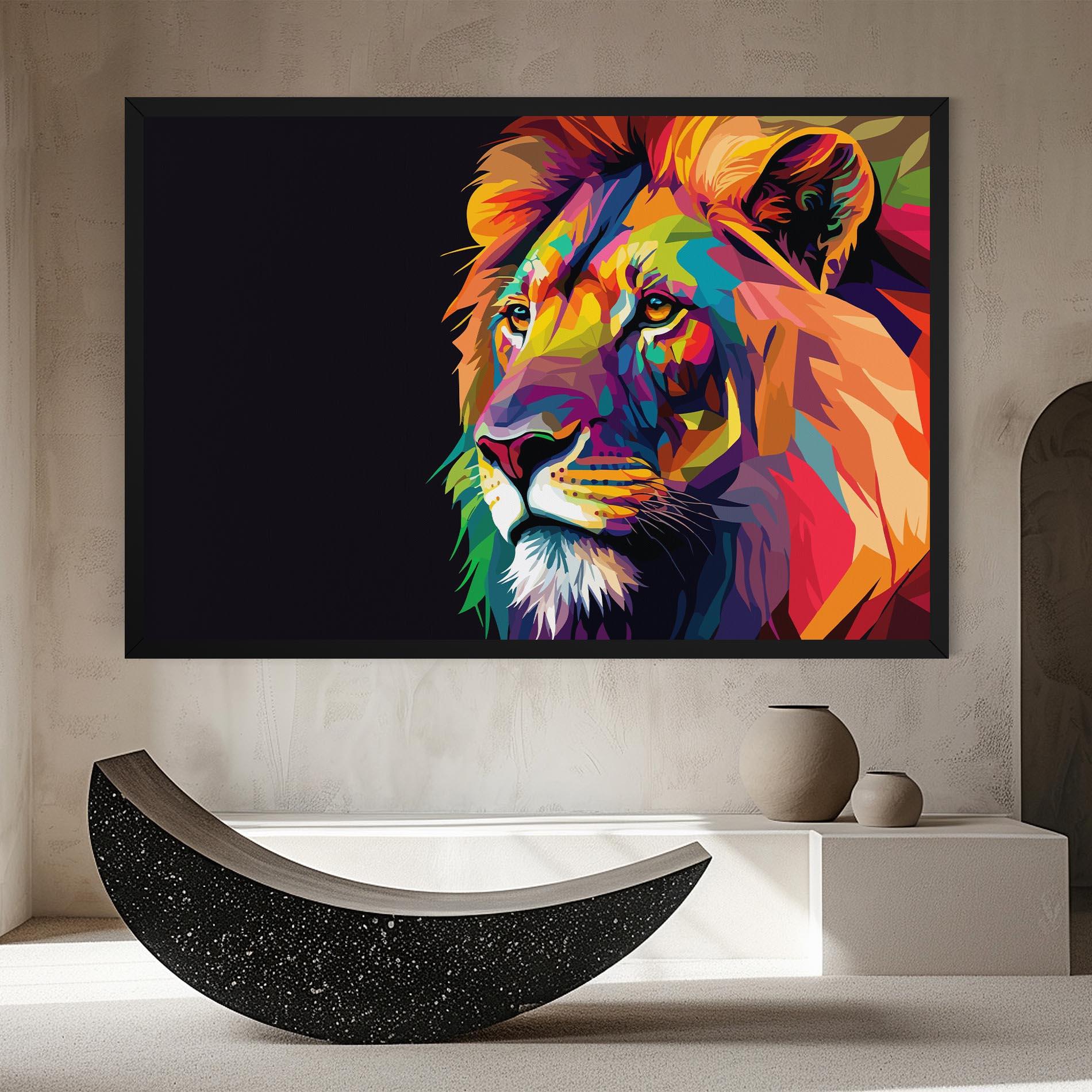 Leinwandbild Colorful Lion mockup 8