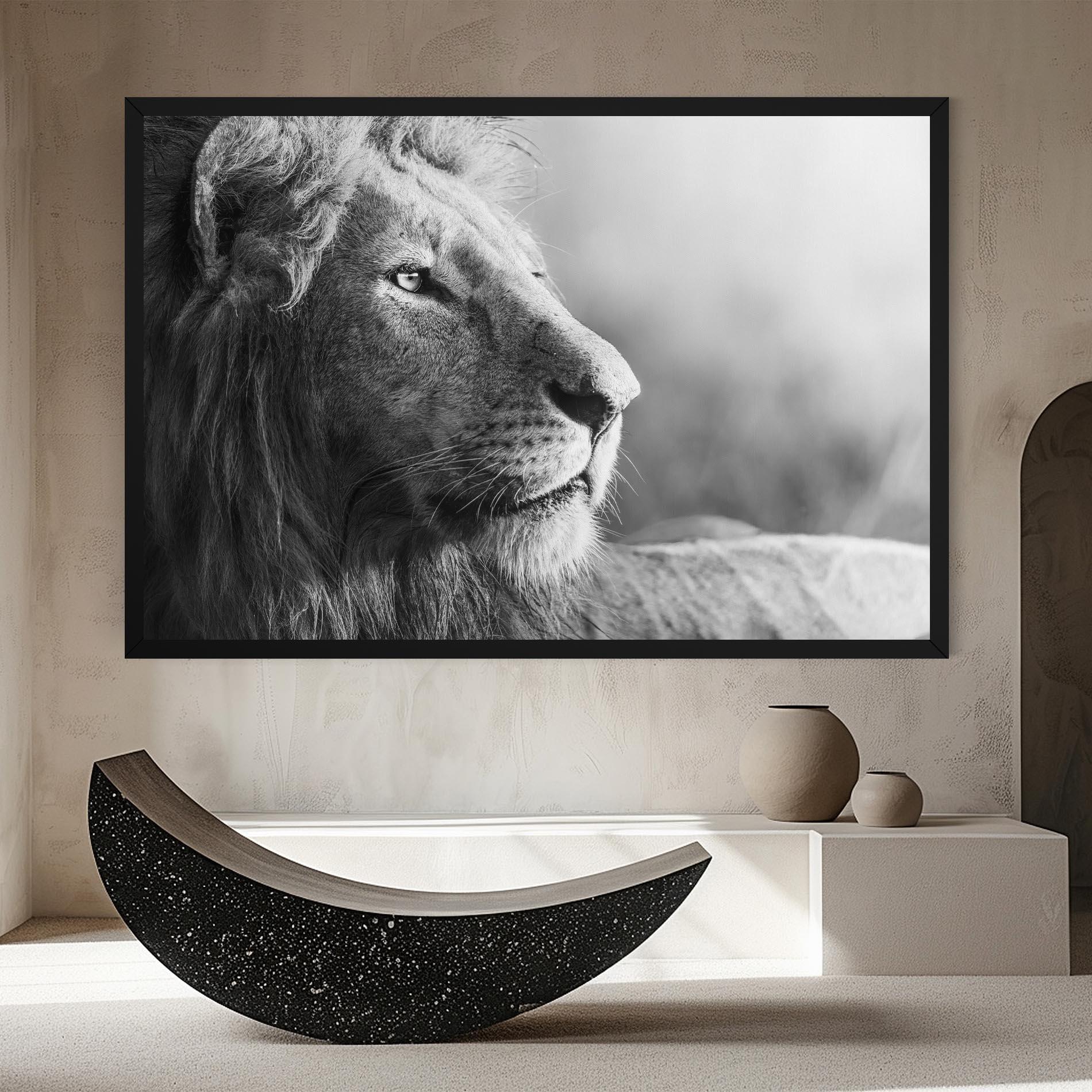 Leinwandbild Grey Lion Head mockup 8