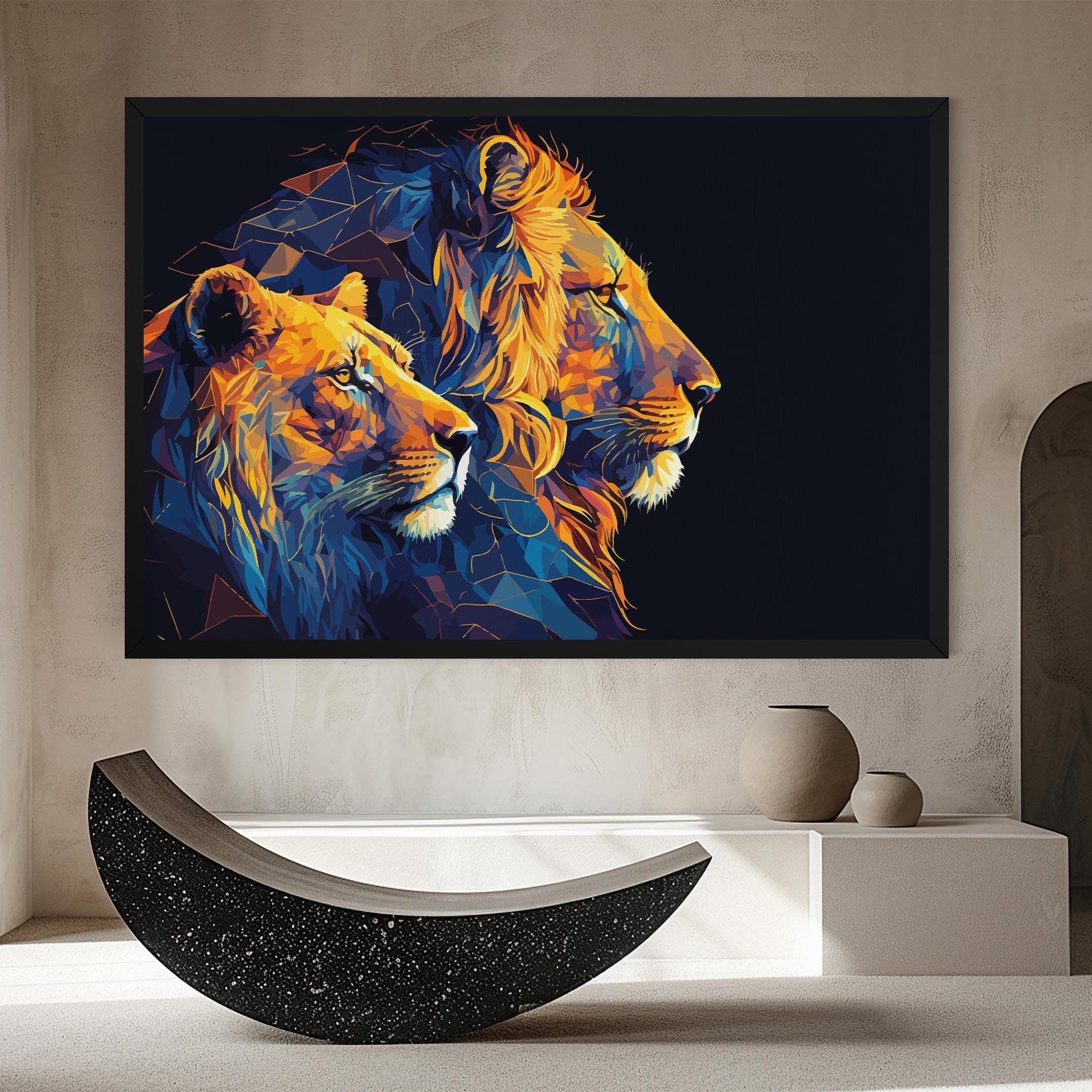 Leinwandbild Orange Blue Lion mockup 8