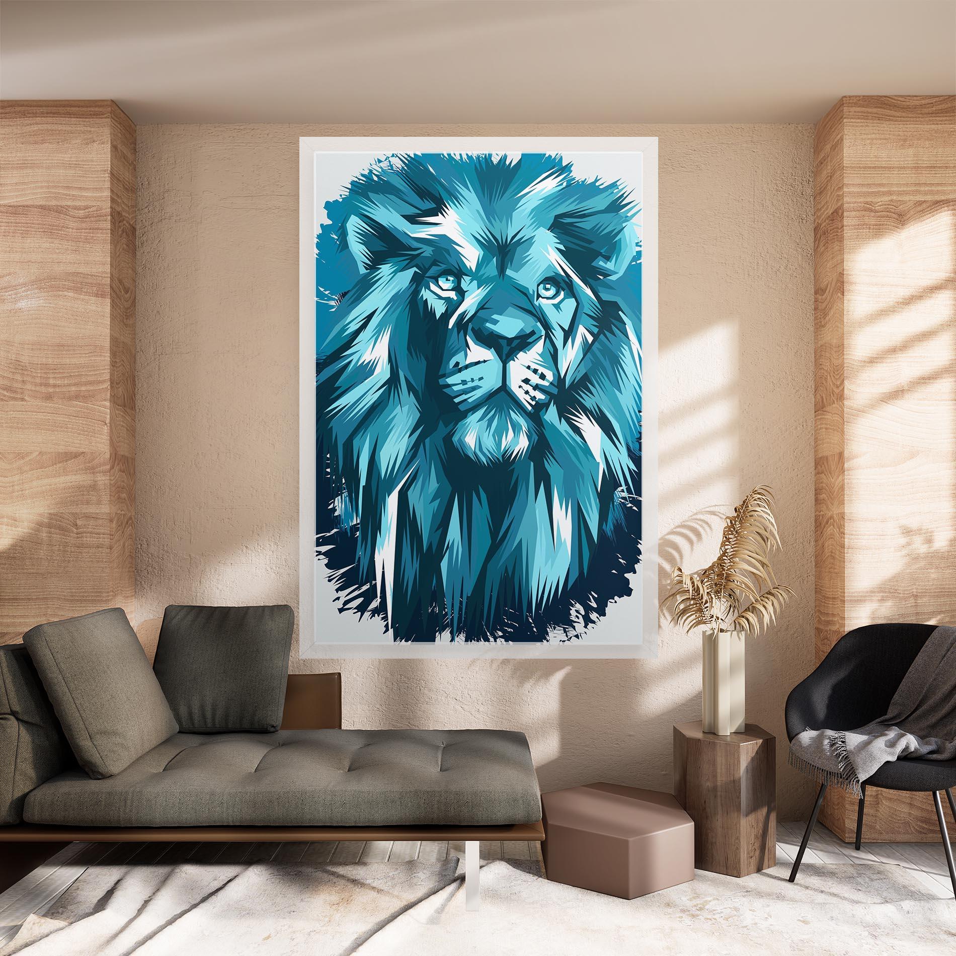 Leinwandbild Blue Lion Head mockup 8