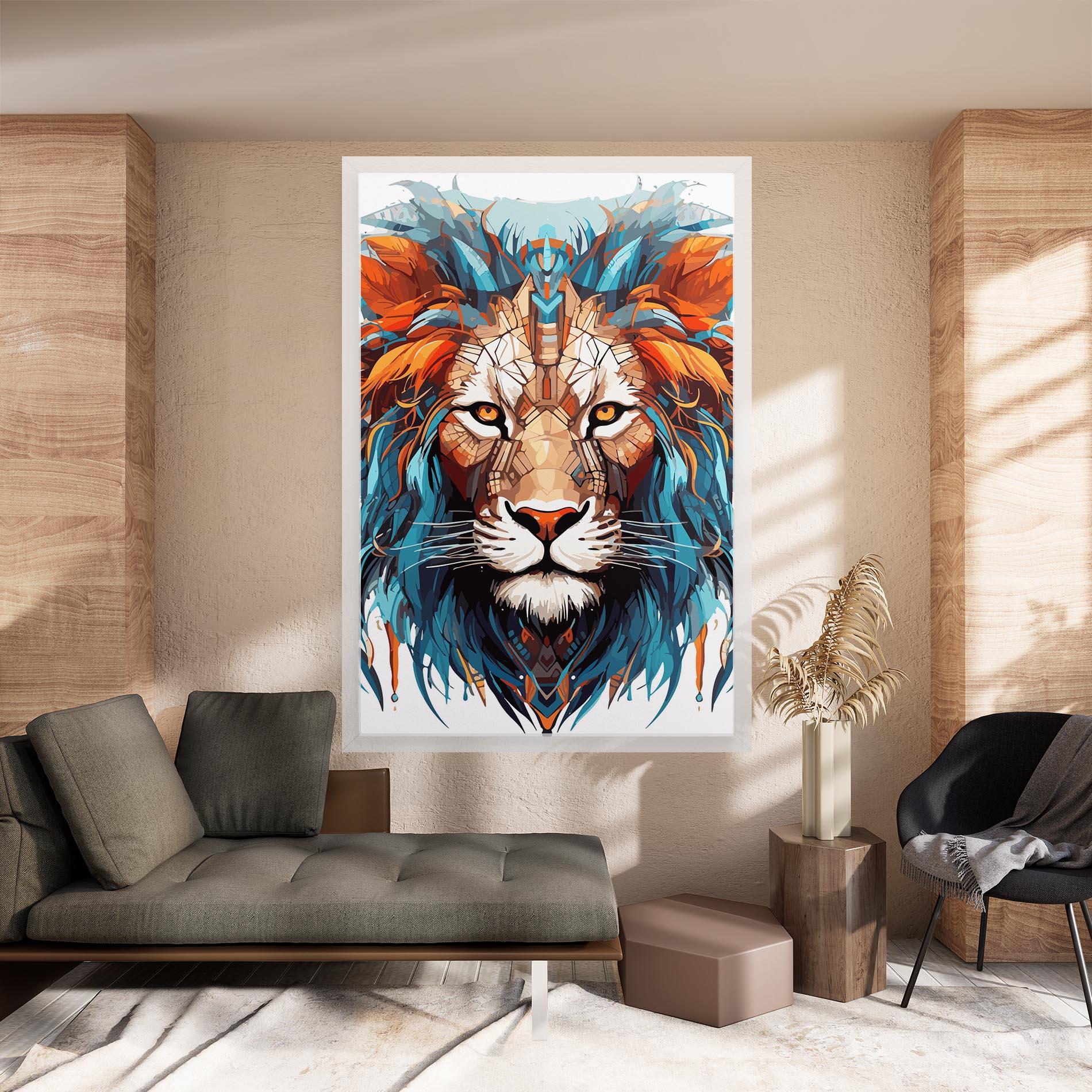 Leinwandbild Blue Orange Lion mockup 8