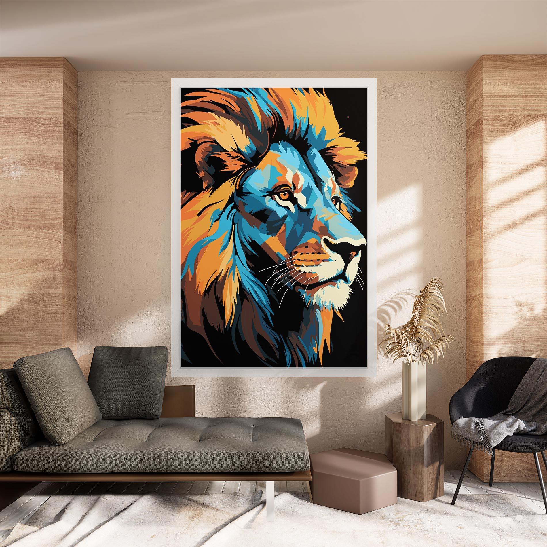 Leinwandbild Blue Yellow Lion mockup 8
