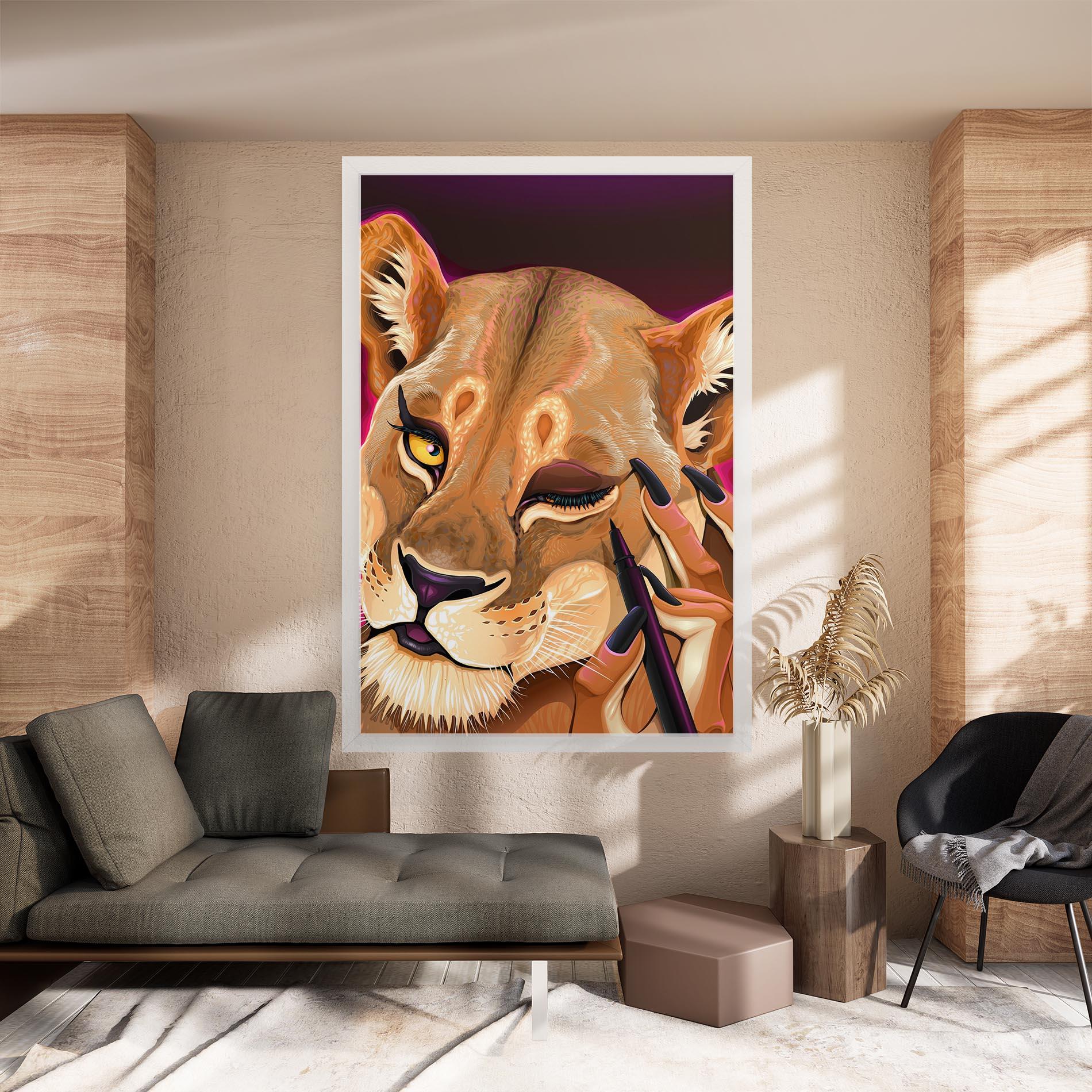 Leinwandbild Female Lion Makeup mockup 8