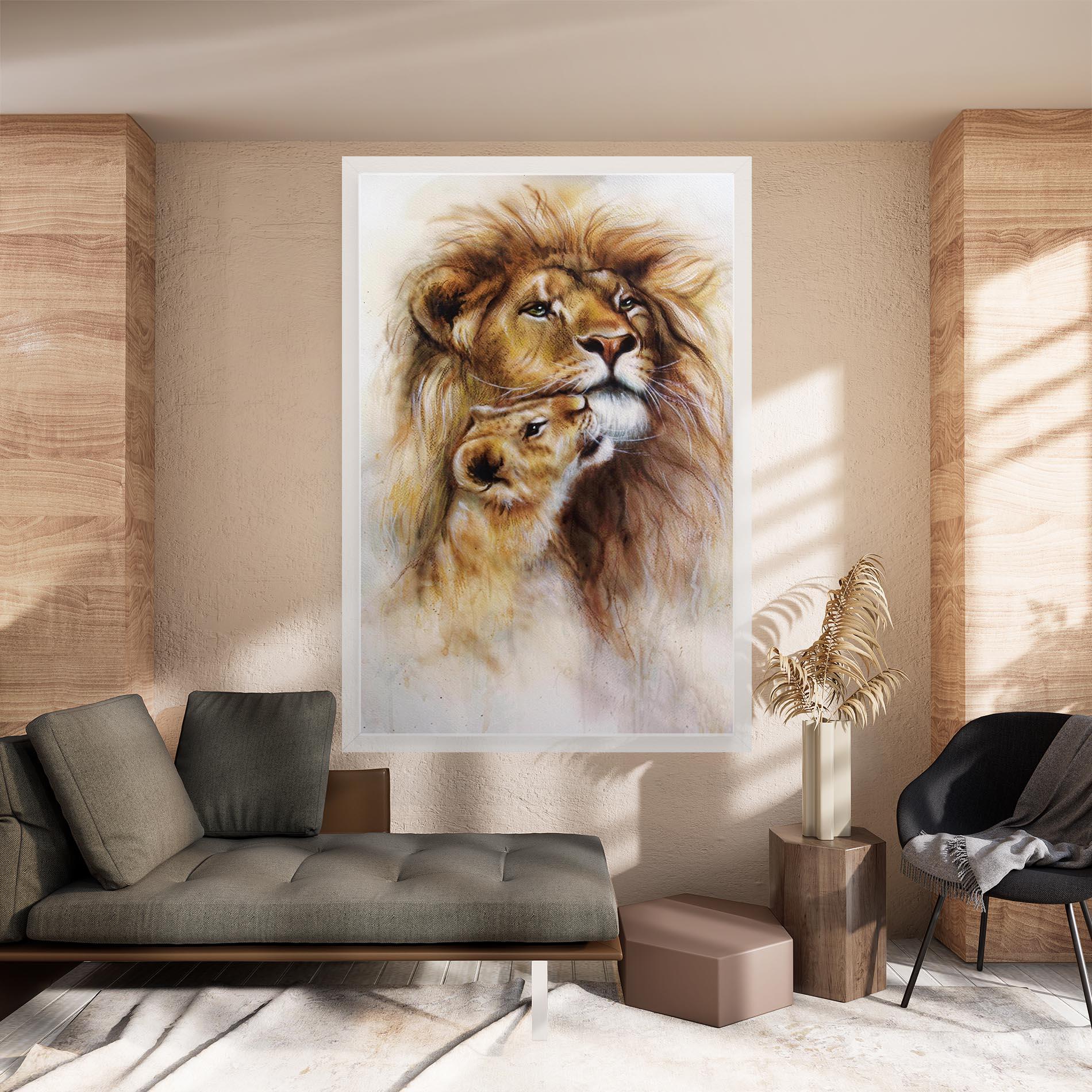 Leinwandbild Lion Love mockup 8