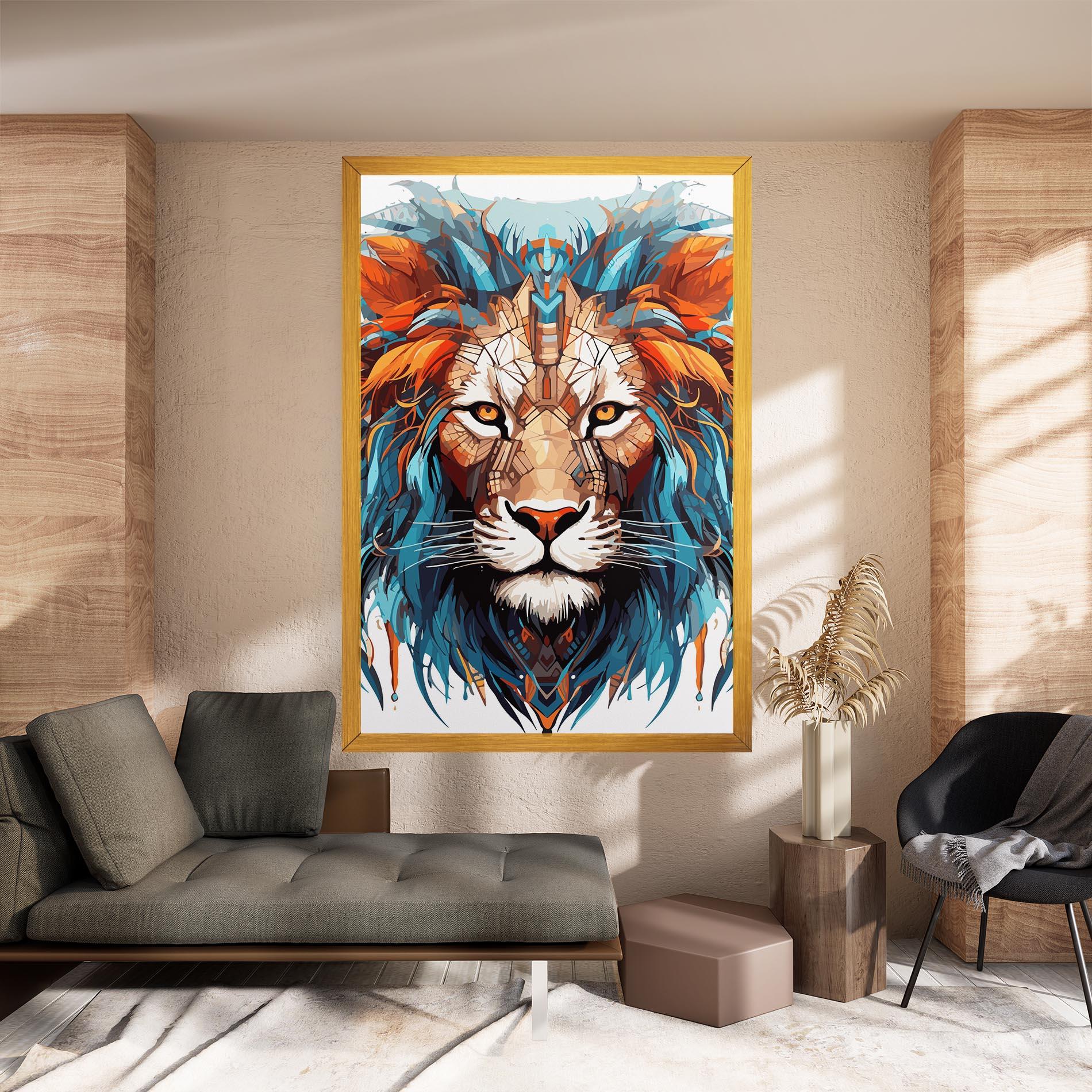 Leinwandbild Blue Orange Lion mockup 8