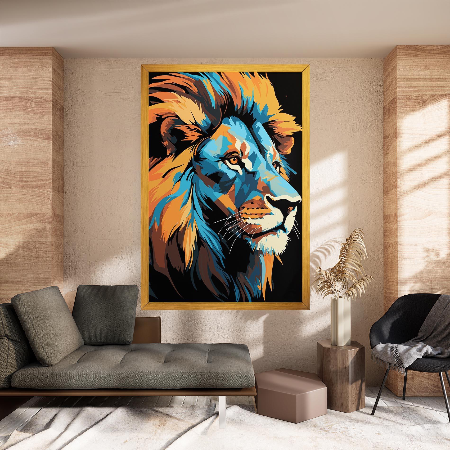 Leinwandbild Blue Yellow Lion mockup 8