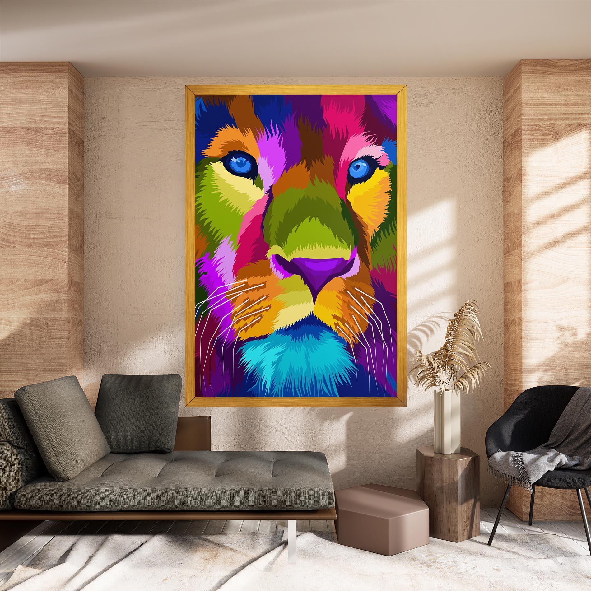 Leinwandbild Color Lion Close Up mockup 8