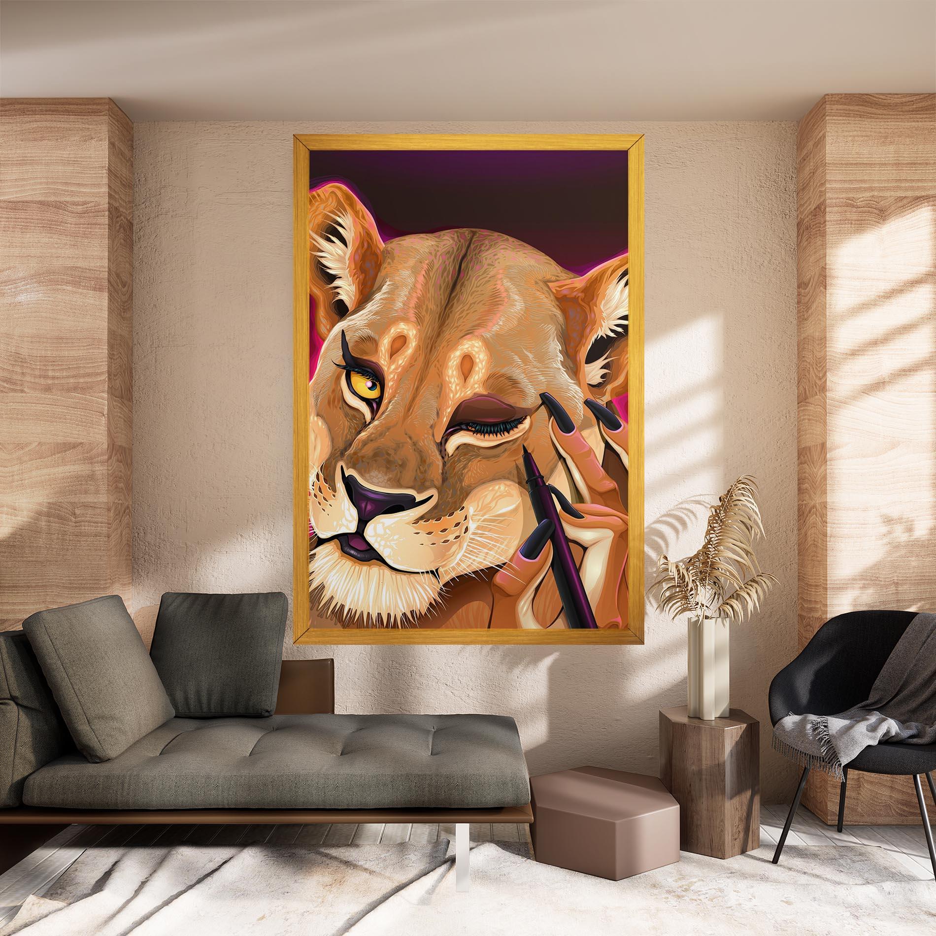 Leinwandbild Female Lion Makeup mockup 8