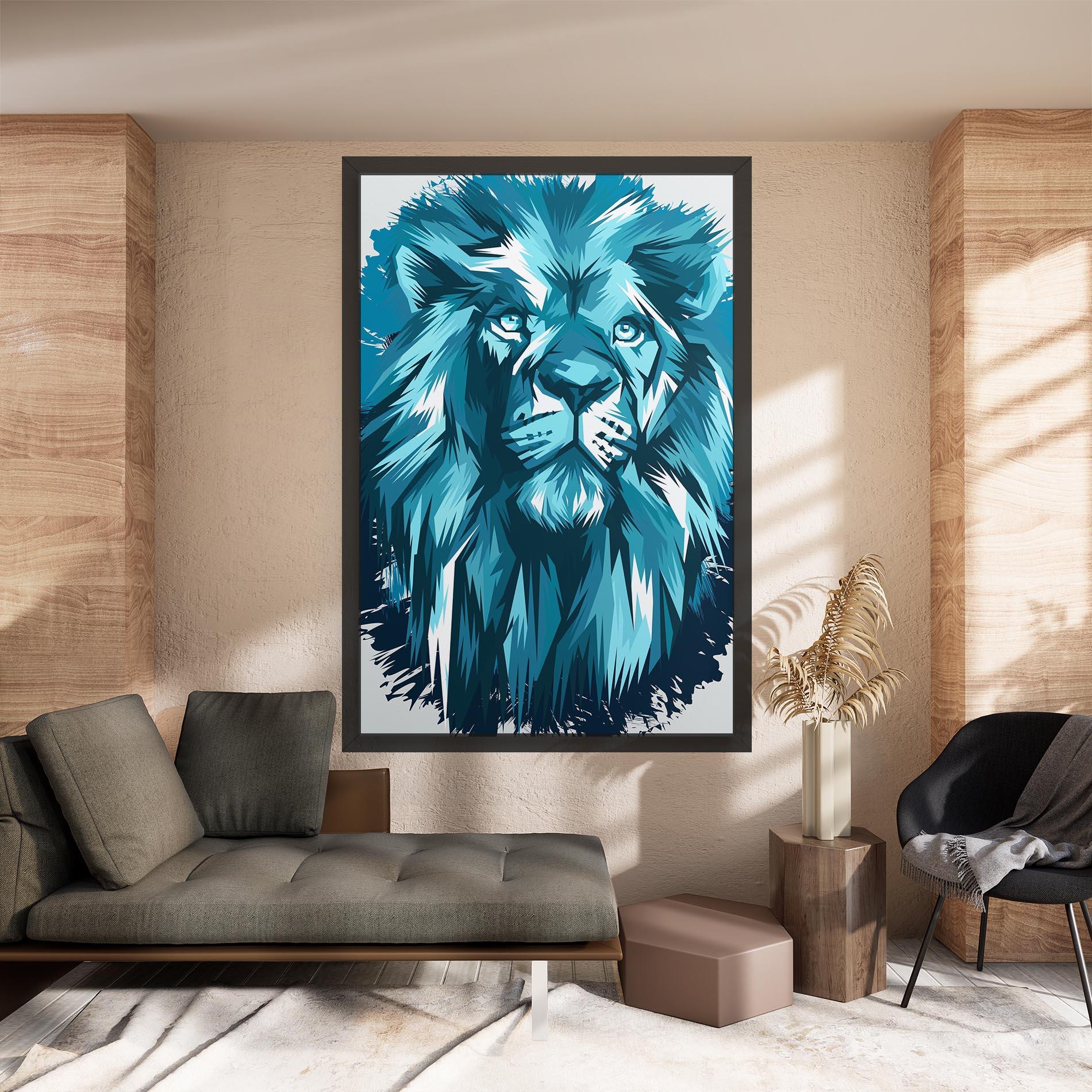 Leinwandbild Blue Lion Head mockup 8