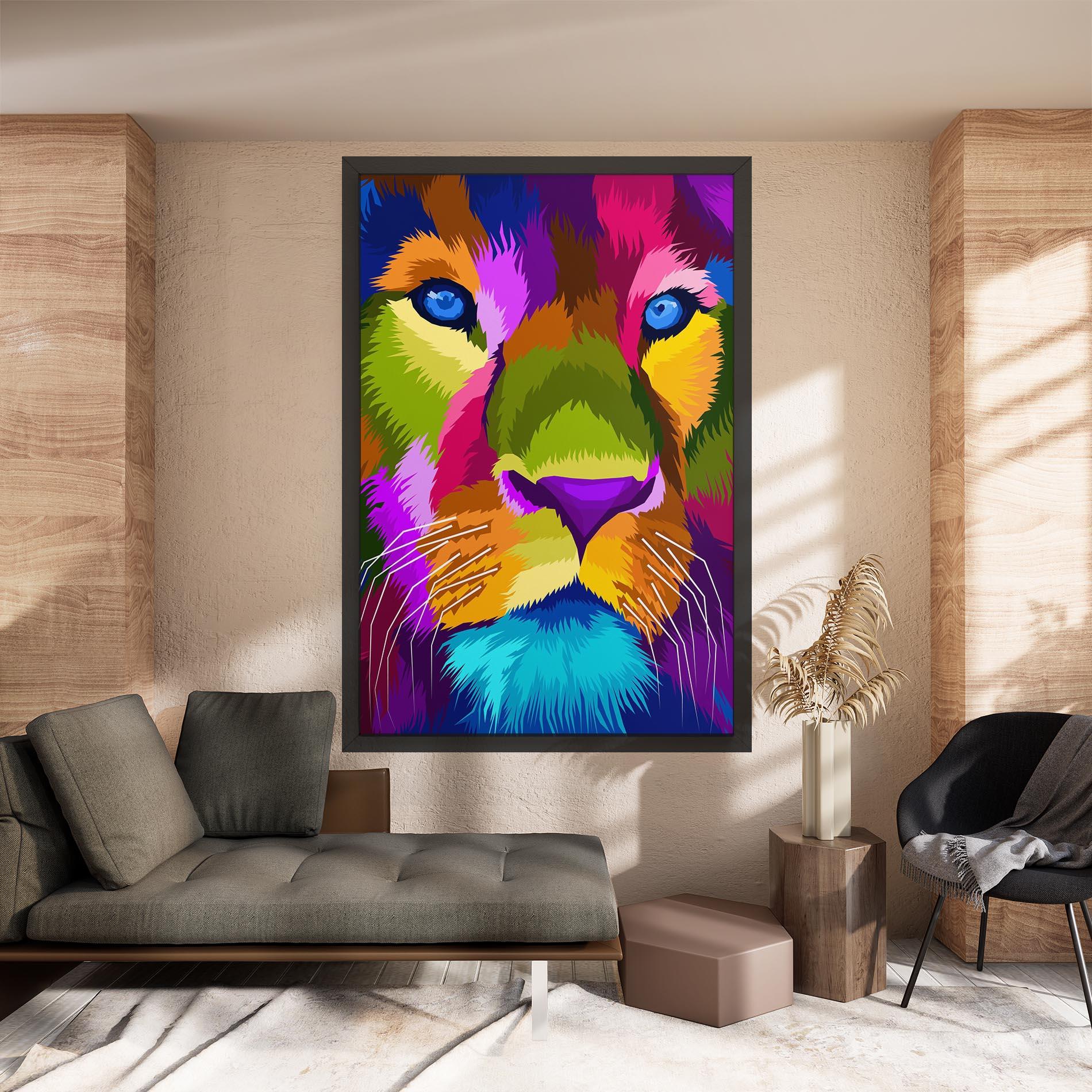 Leinwandbild Color Lion Close Up mockup 8